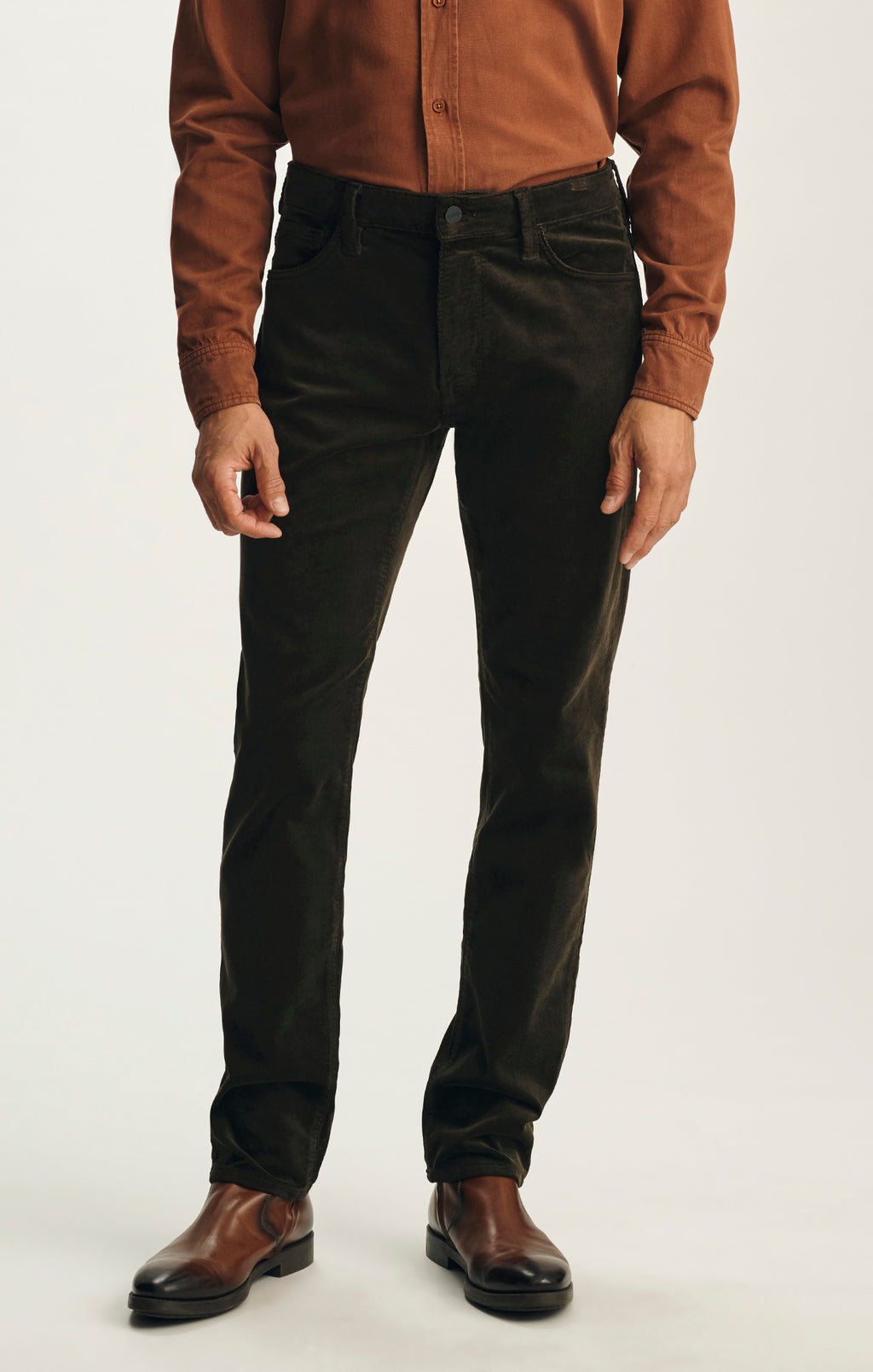 Cool Tapered Leg Pants in Deep Forest Cord
