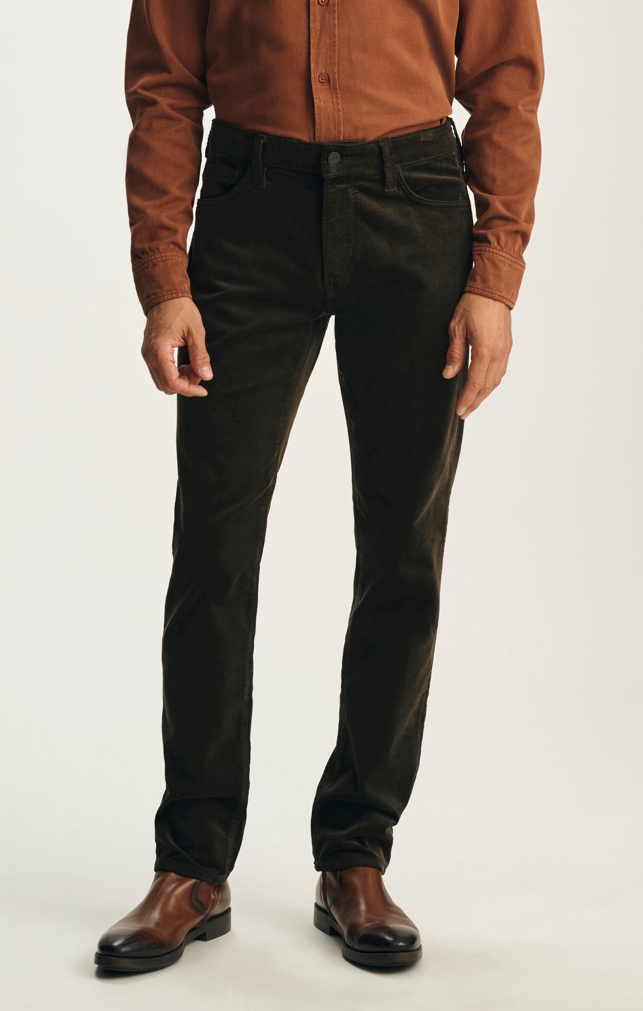 Cool Tapered Leg Pants in Deep Forest Cord