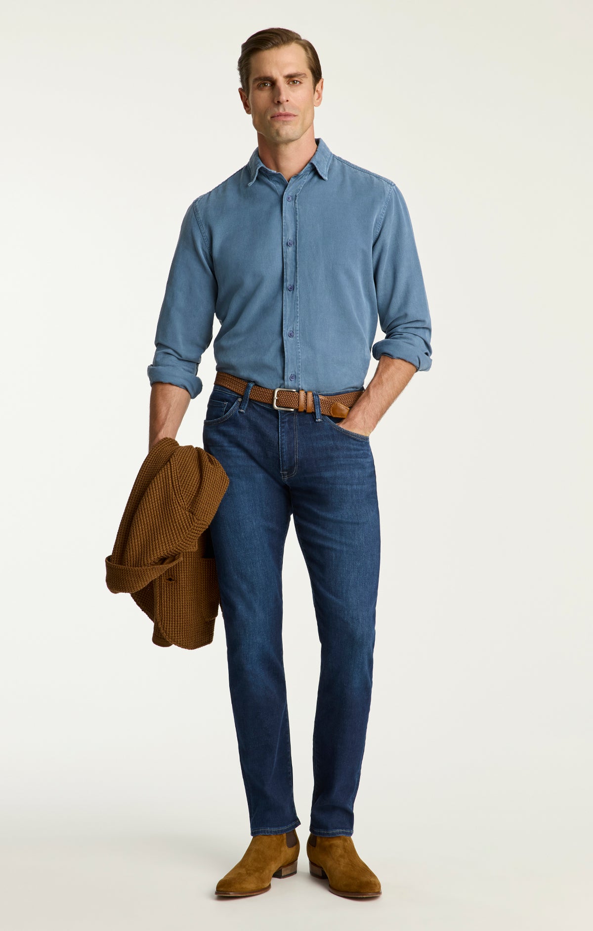 Cool Tapered Leg Jeans in Rinse Brushed Organic Ultra