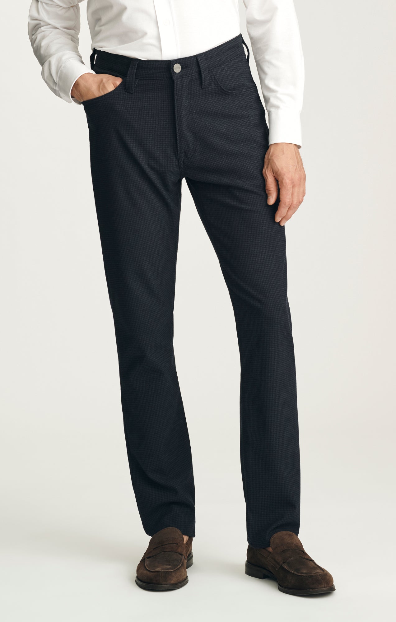 Courage Straight Leg Pants in Dark Navy Supreme Plaid