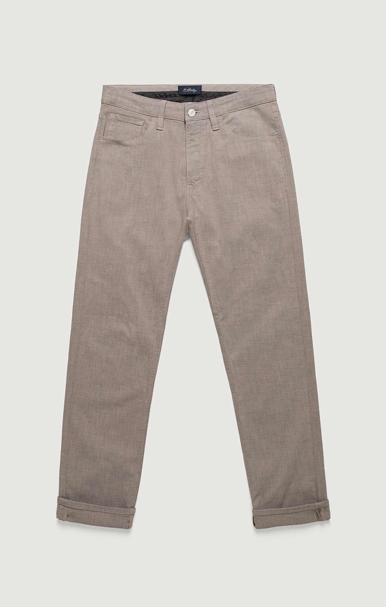 Courage Straight Leg Jeans In Mushroom Linen Luxe