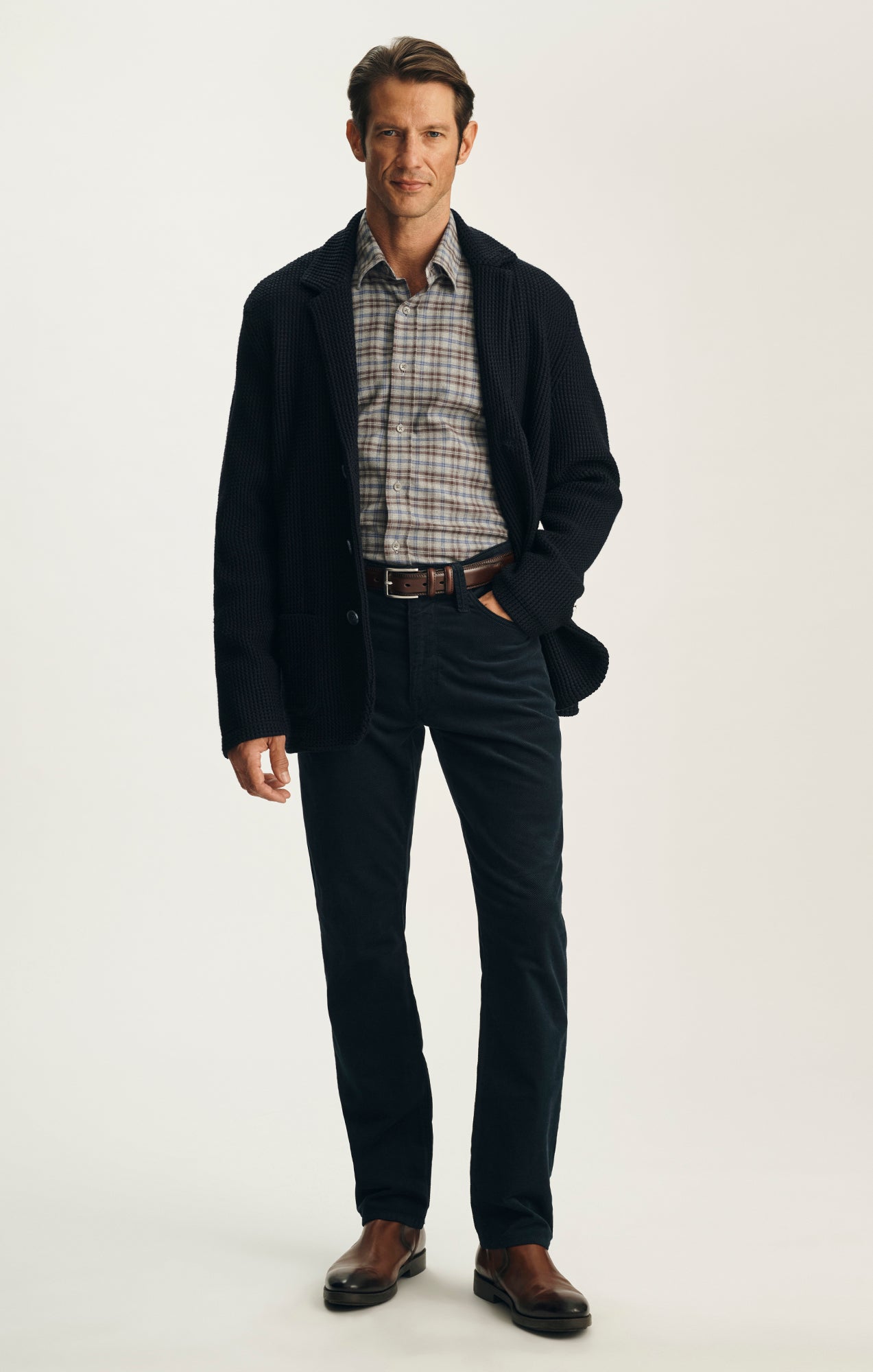 Courage Straight Leg Pants in Midnight Diagonal Luxe