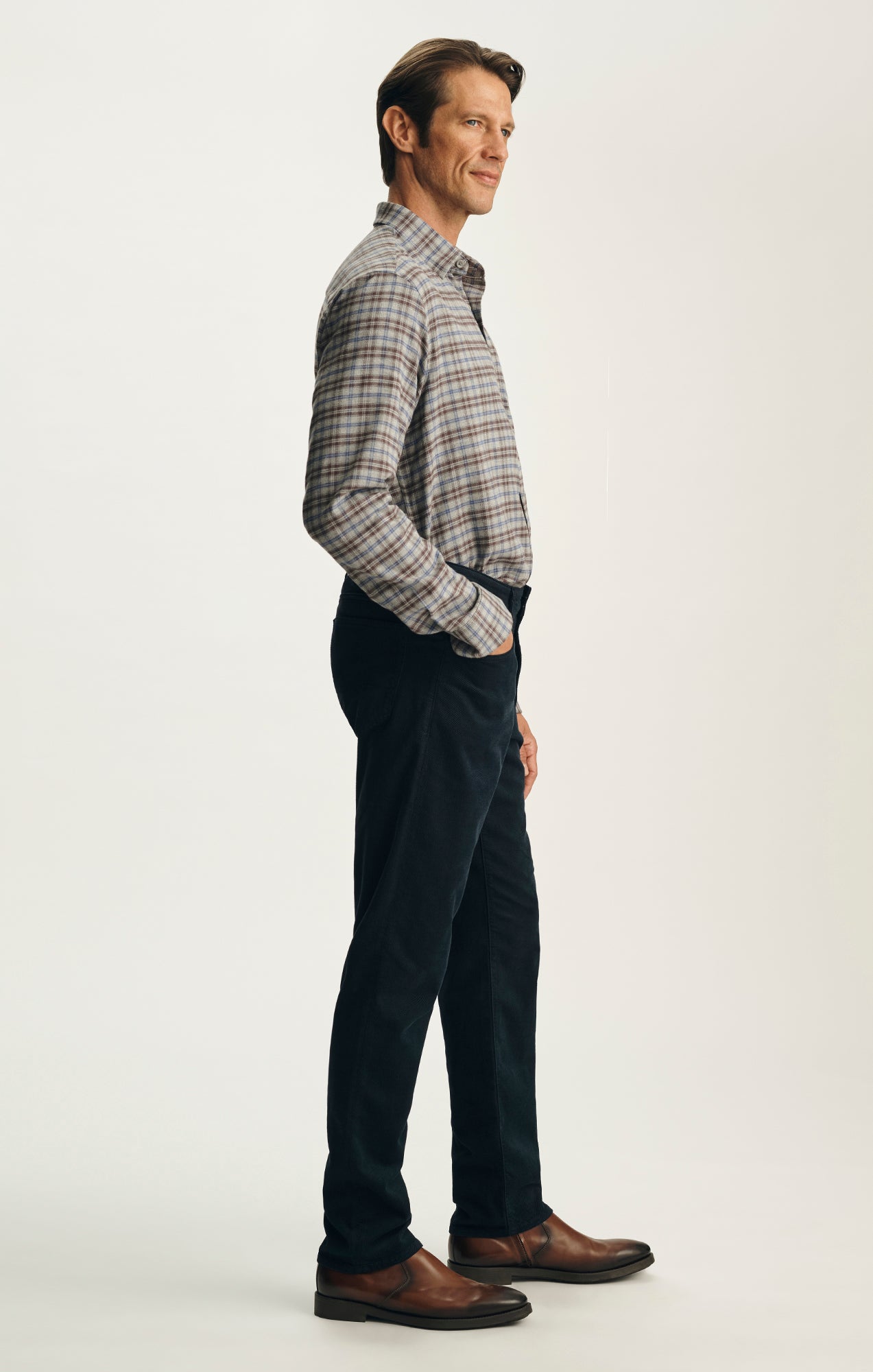 Courage Straight Leg Pants in Midnight Diagonal Luxe