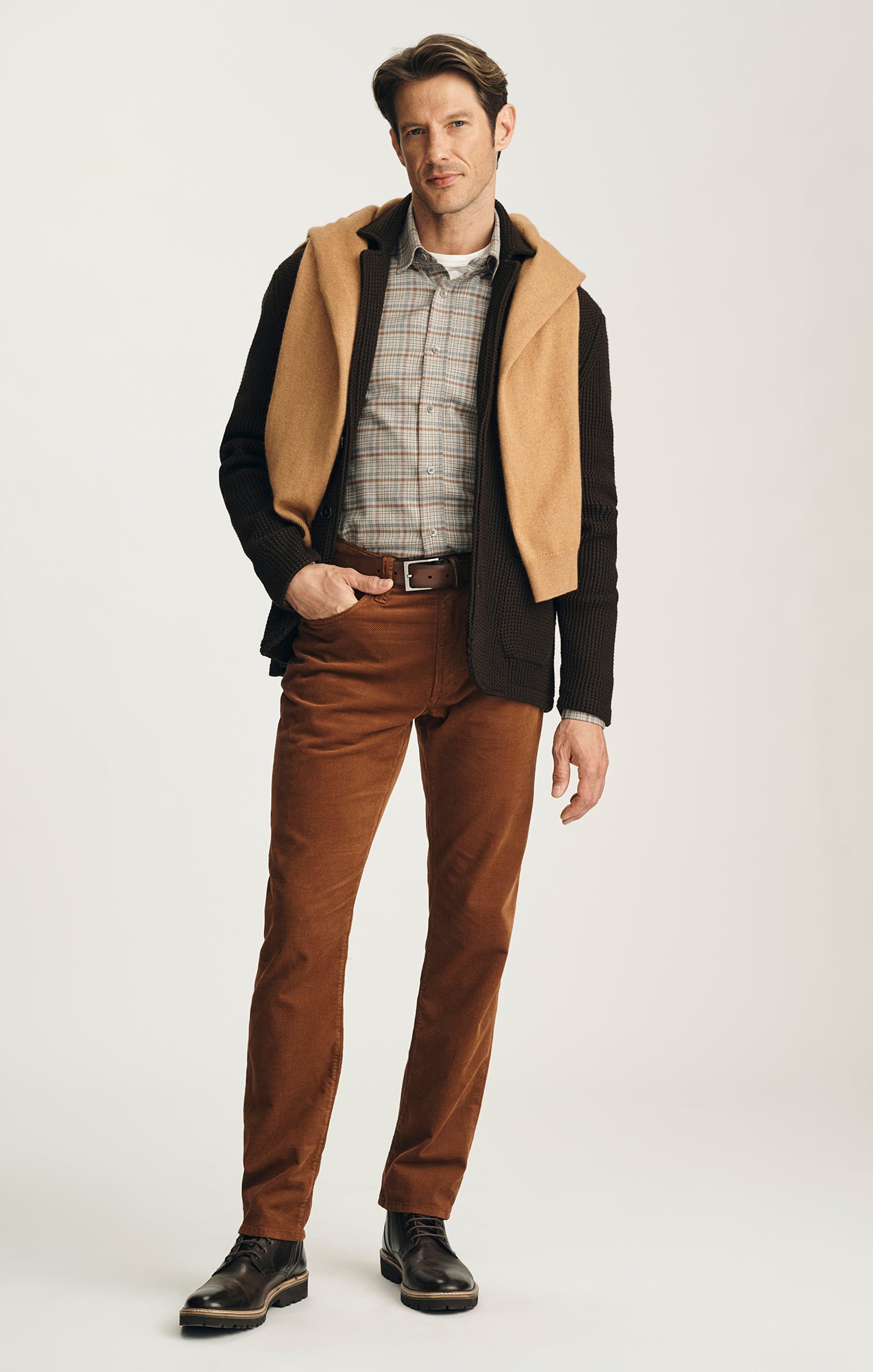 Courage Straight Leg Pants in Terracotta Diagonal Luxe