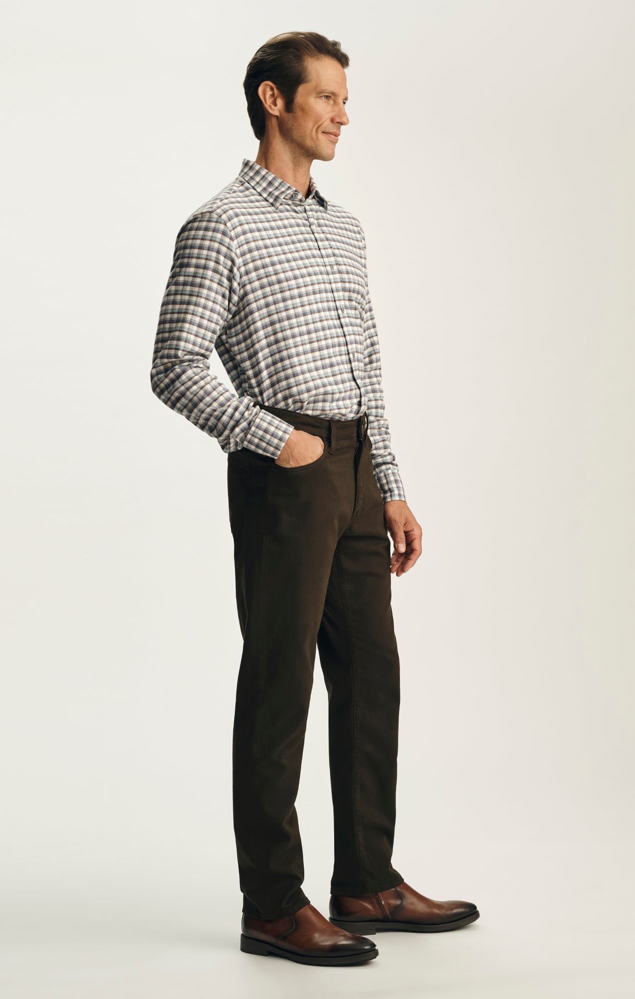 Courage Straight Leg Pants in Deep Forest Wool Luxe