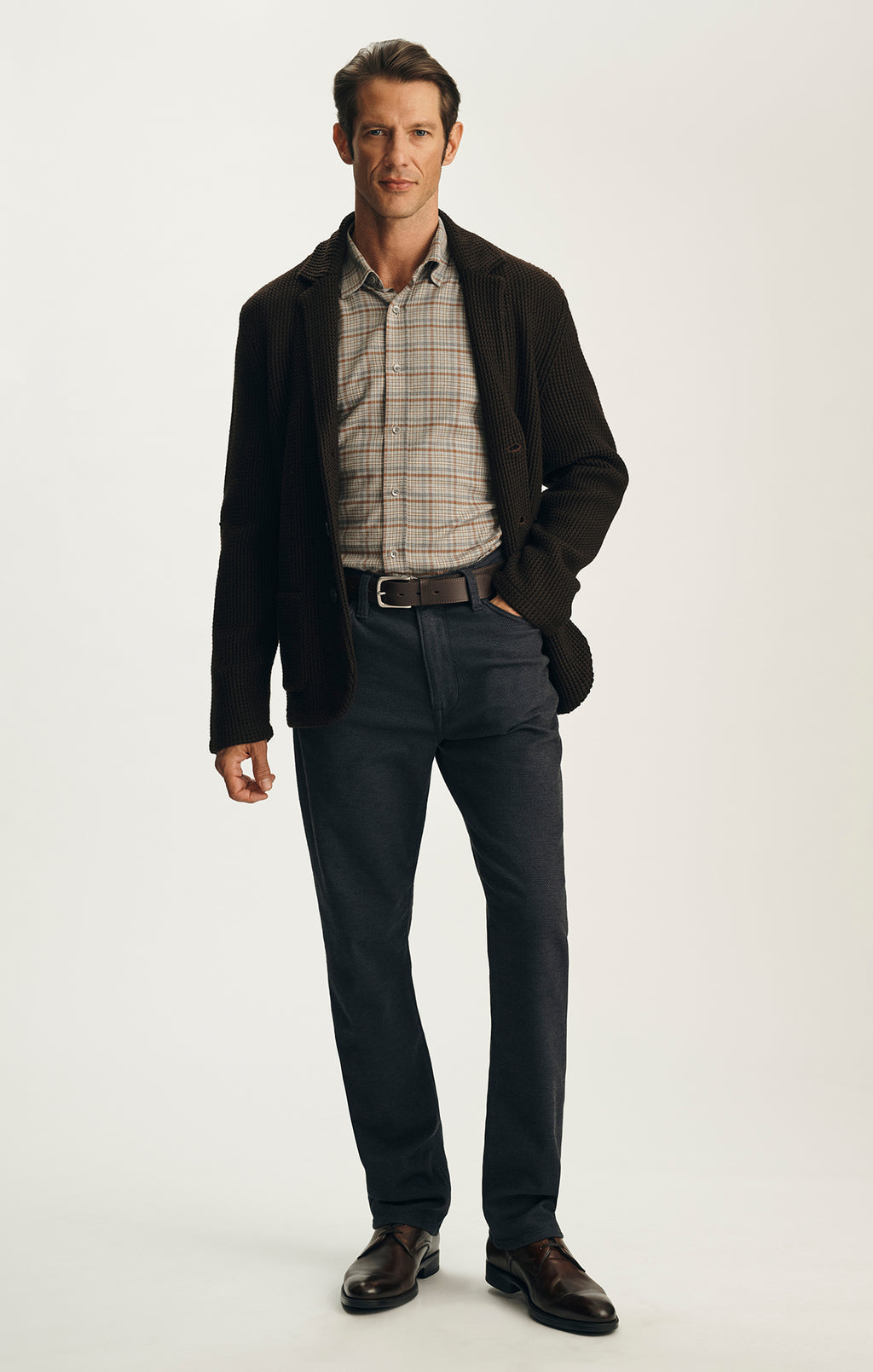 Courage Straight Leg Pants in Navy Nailhead