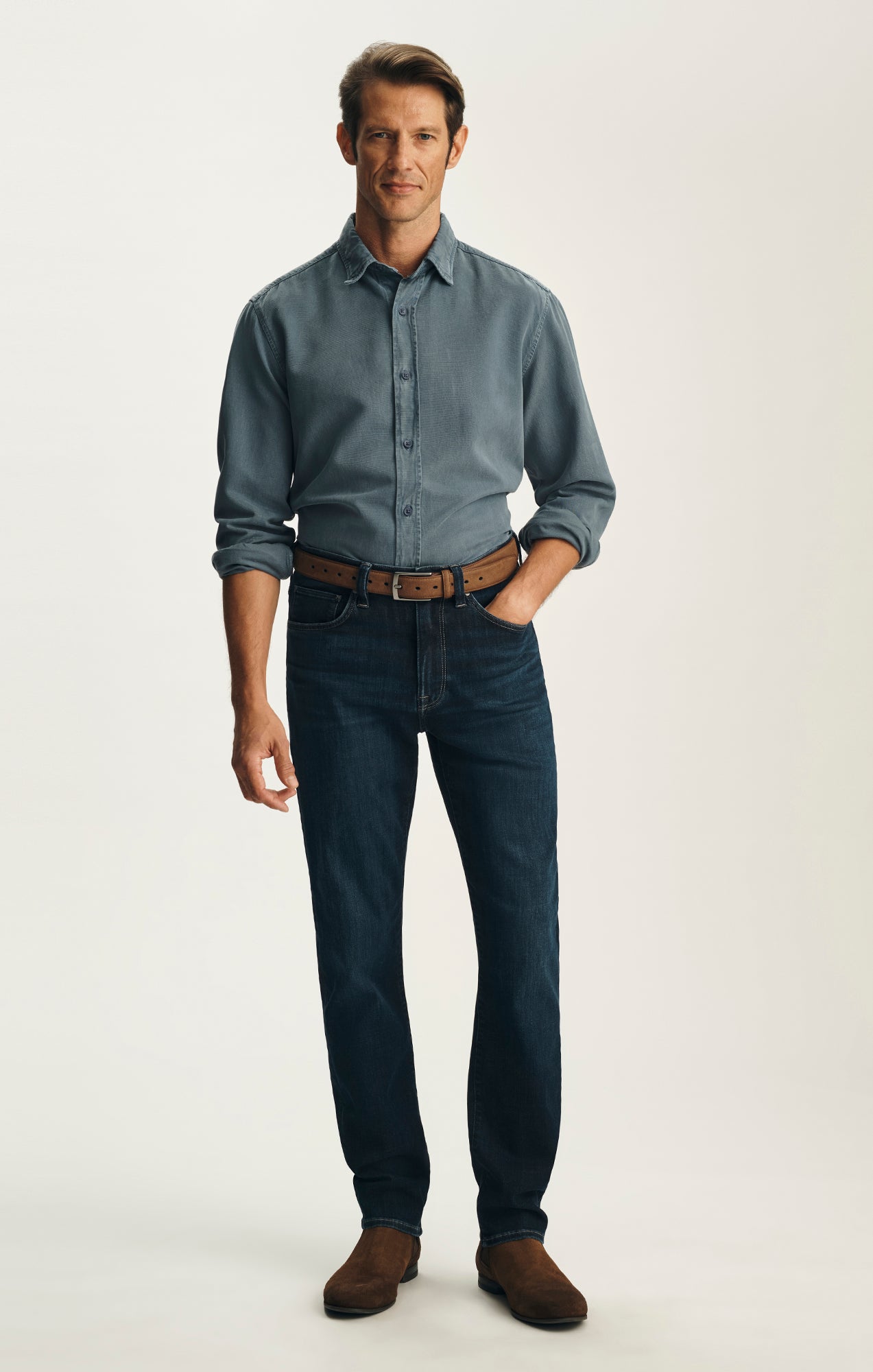 Courage Straight Leg Jeans in Rinse Brushed Organic Ultra