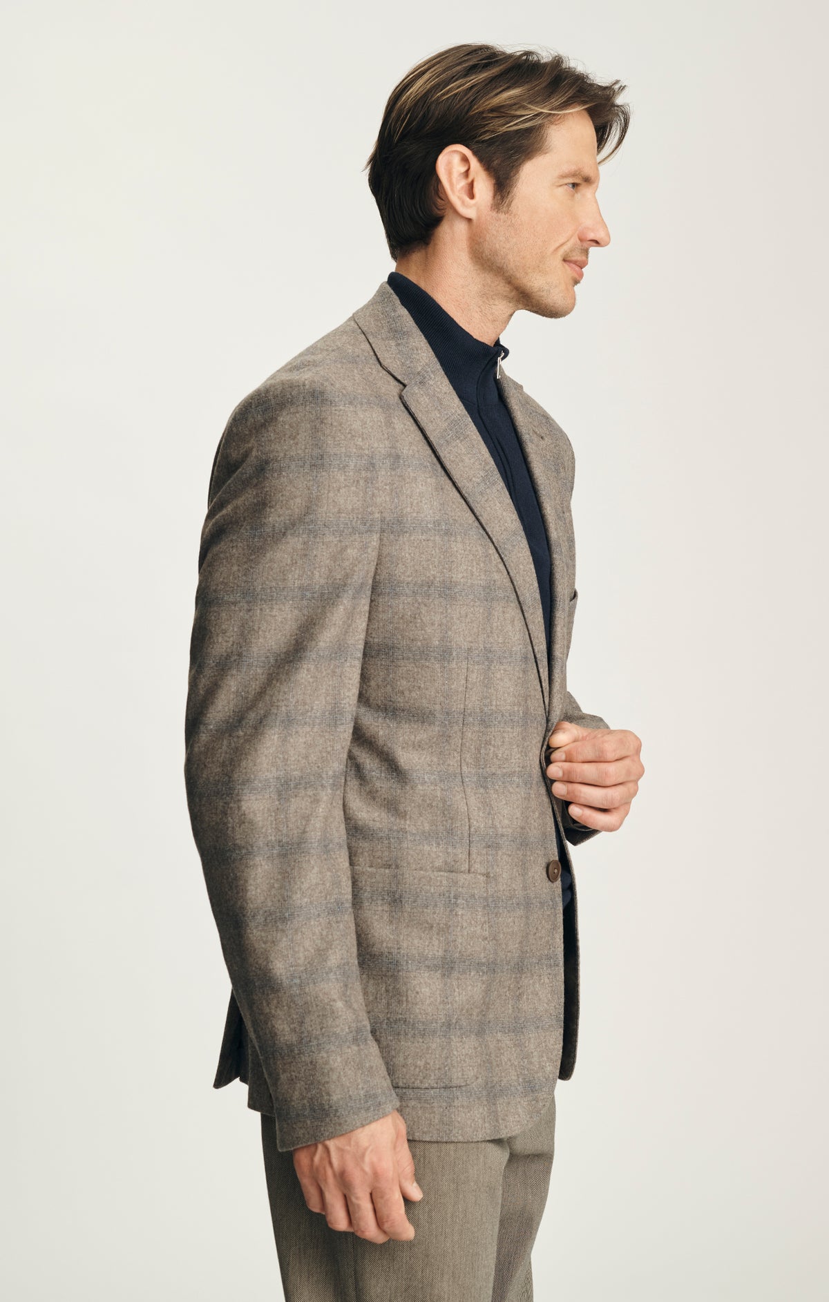 Matteo Checked Blazer in Light Brown