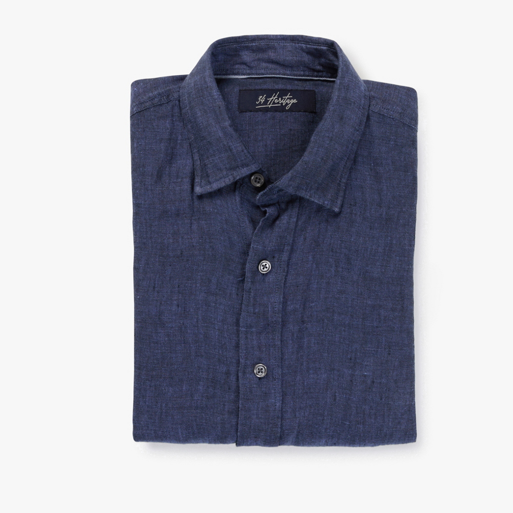 34 Heritage Men's Linen Chambray Shirt in Indigo – 34 Heritage Canada