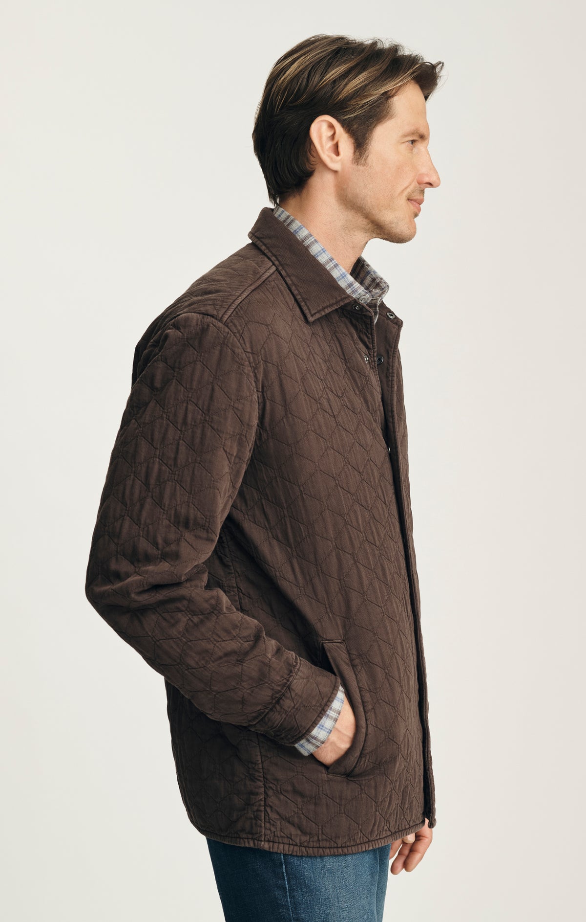 Quilted Overshirt in Brown