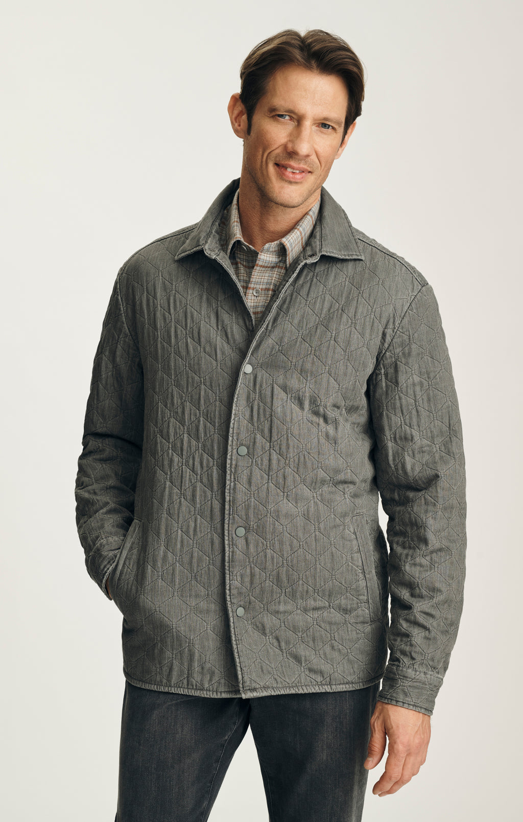 Quilted Overshirt in Dark Grey