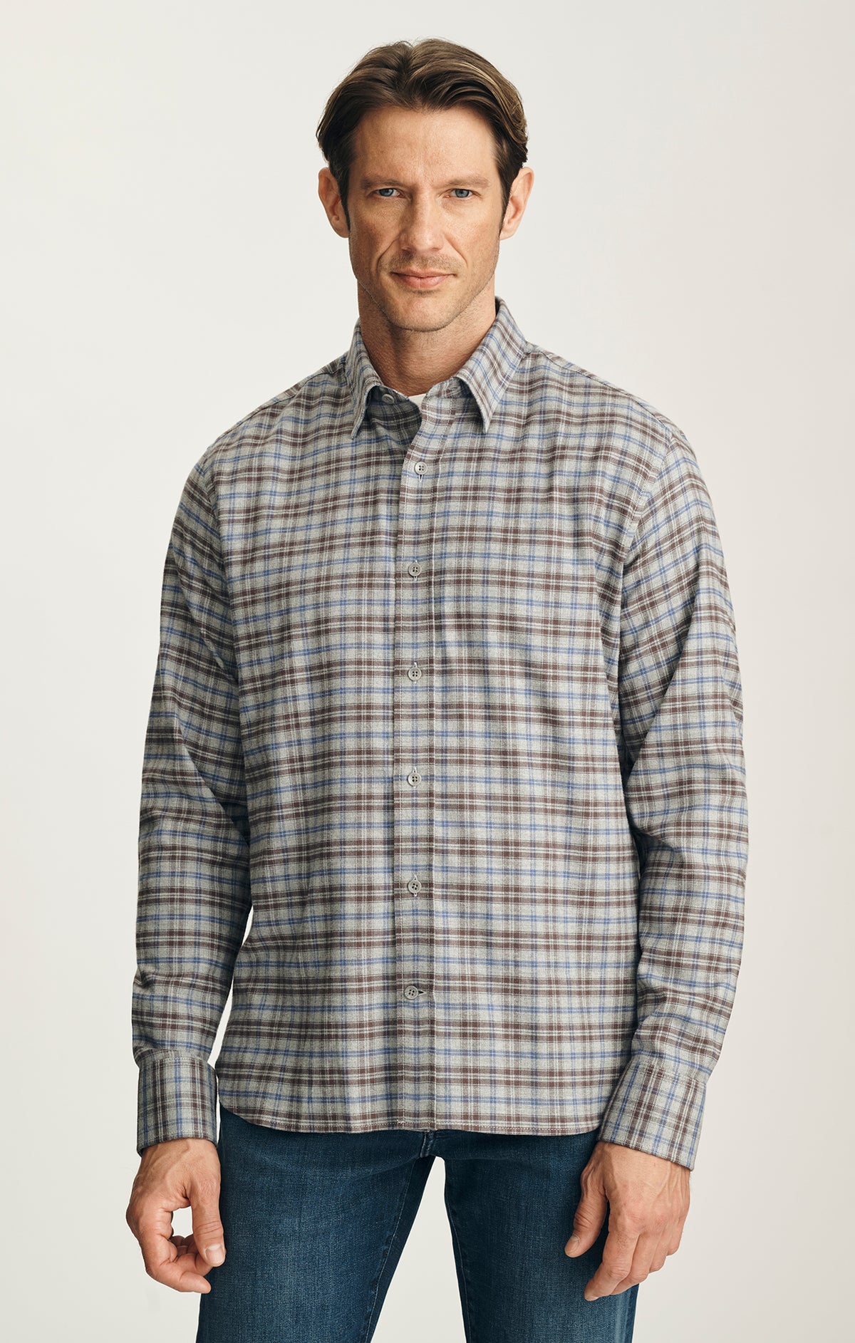 Check Shirt in Grey Melange
