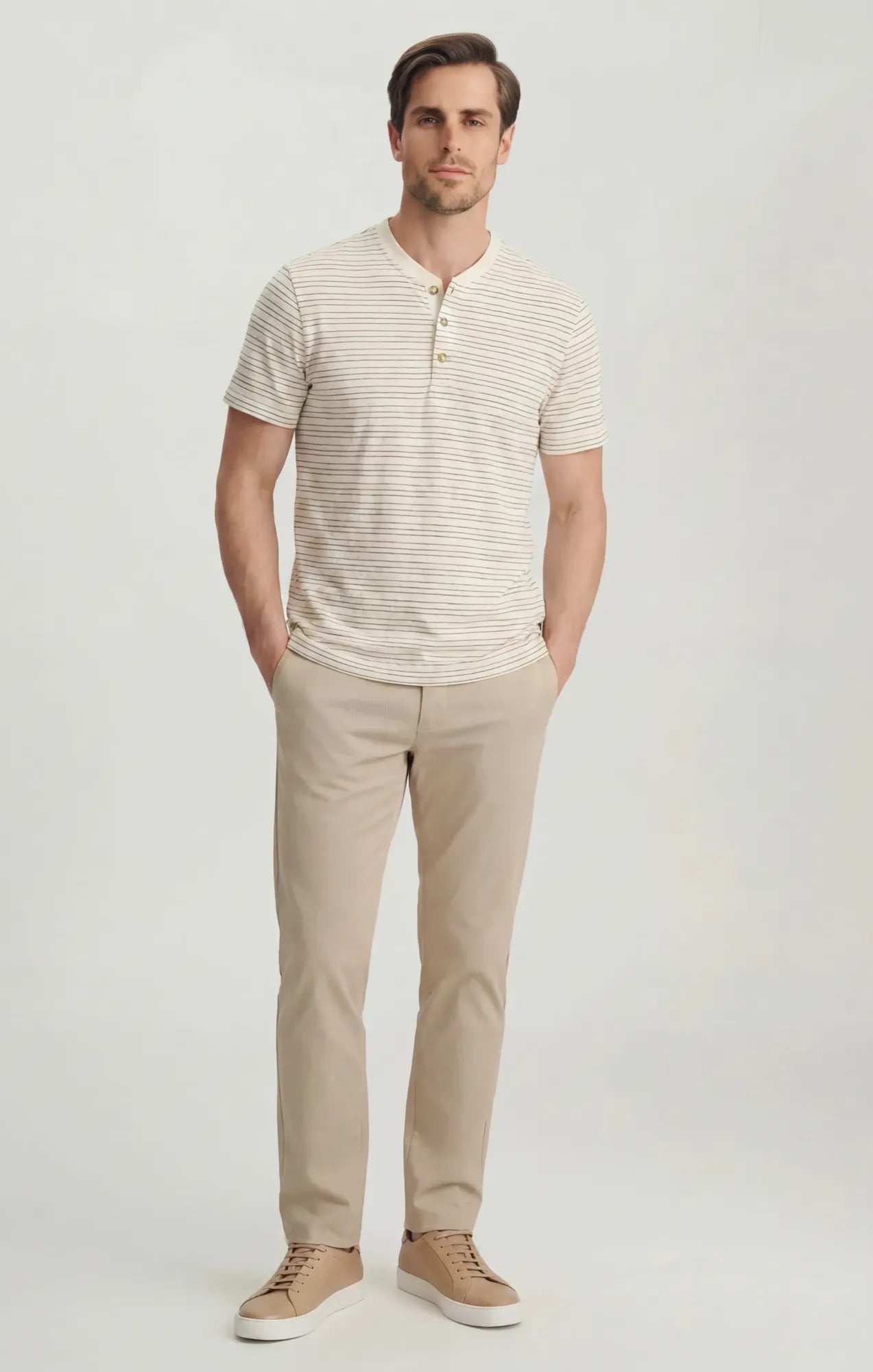 Striped Henley In Beige