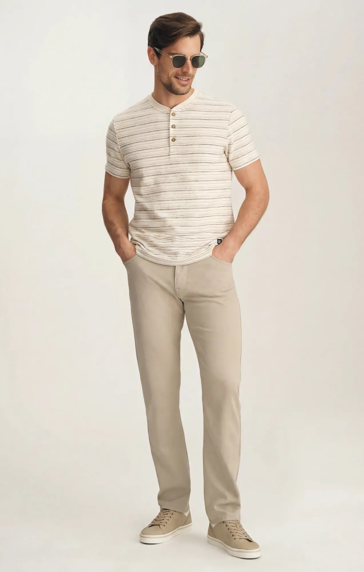 Striped Henley In Beige