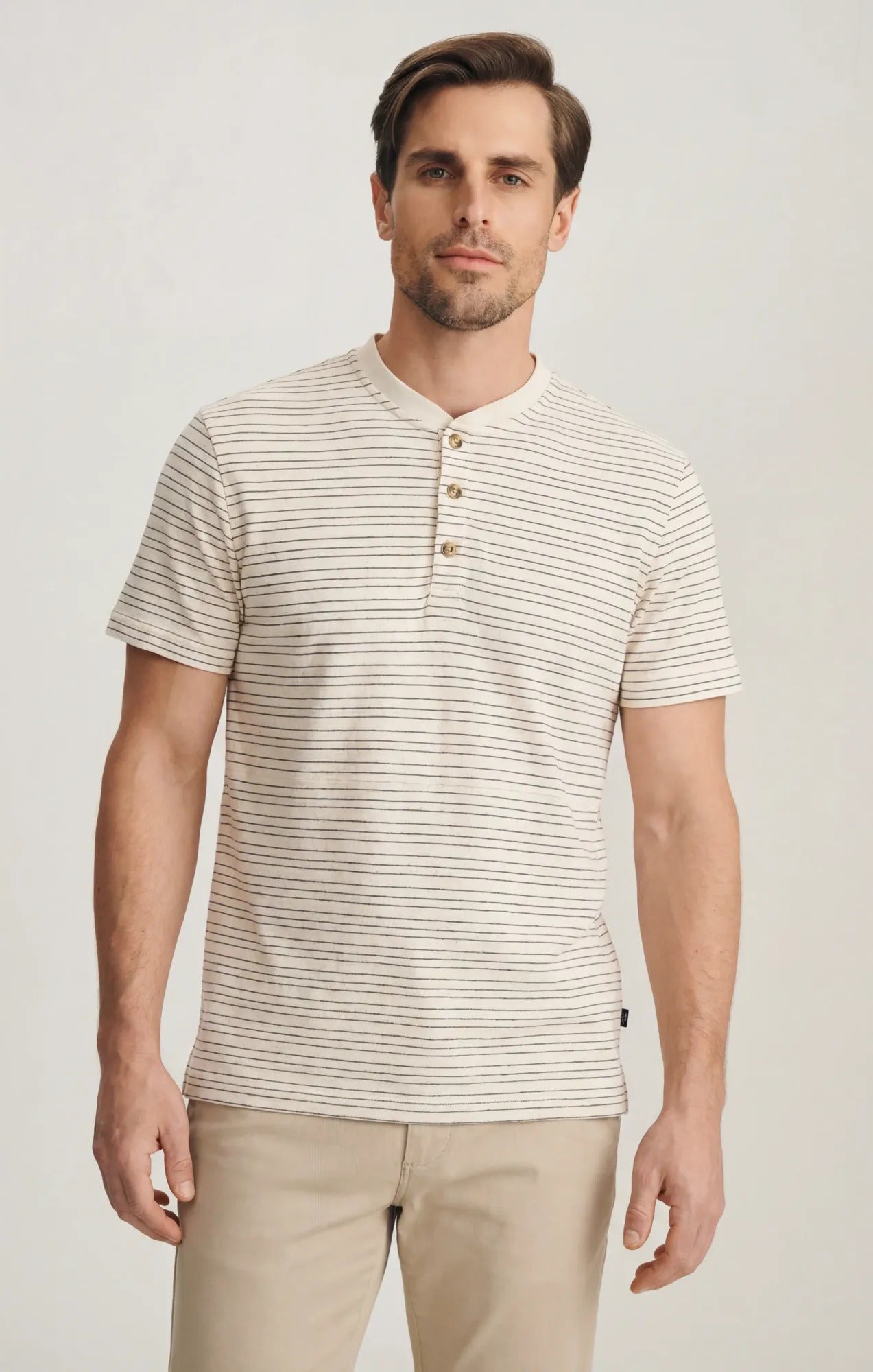 Striped Henley In Beige