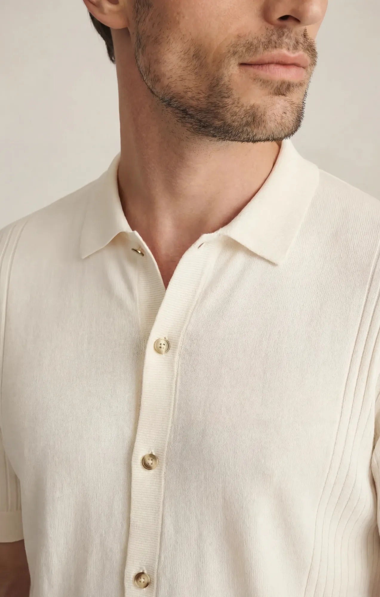 Button Down Sweater In Silver Birch