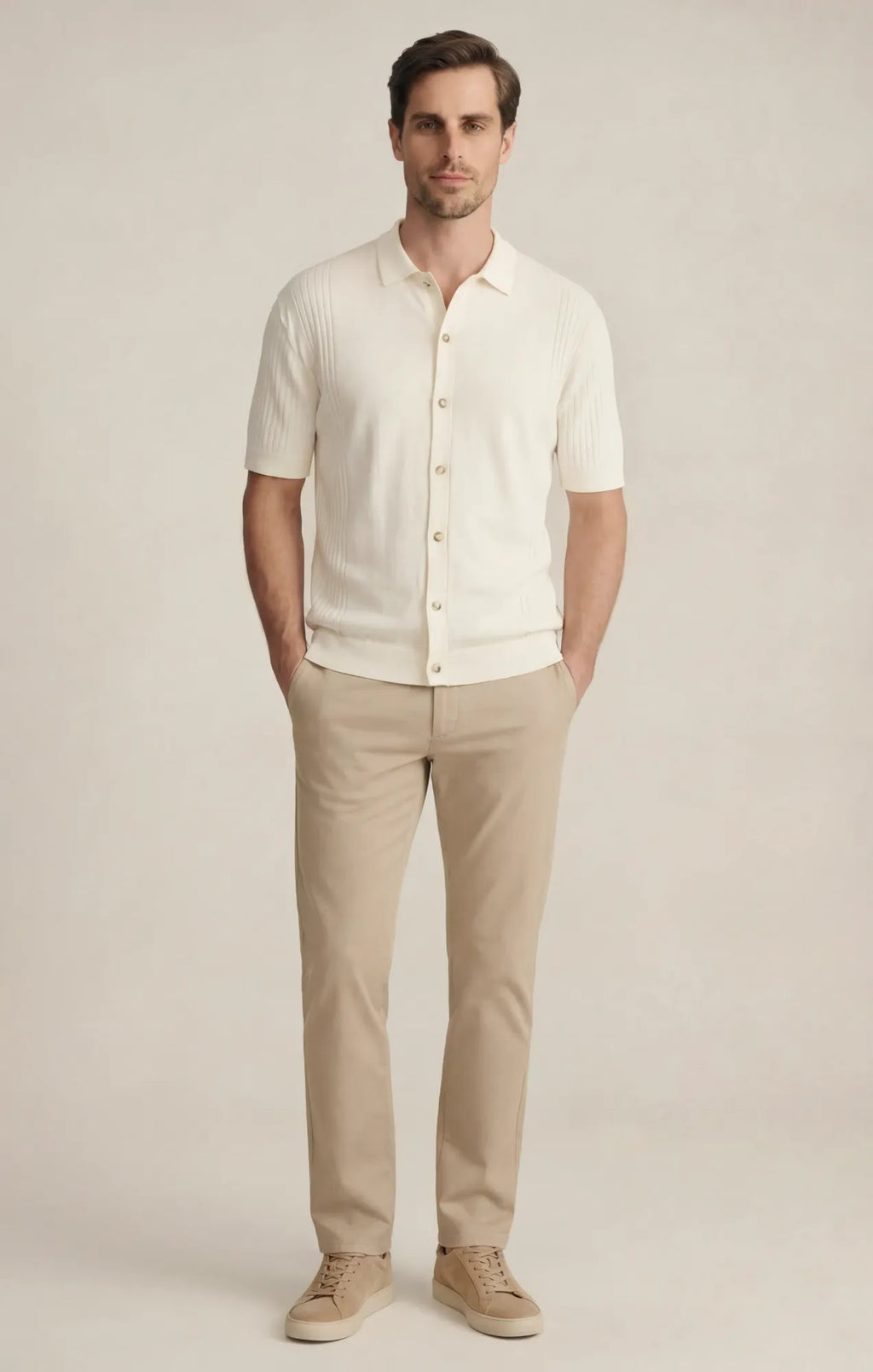 Button Down Sweater In Silver Birch
