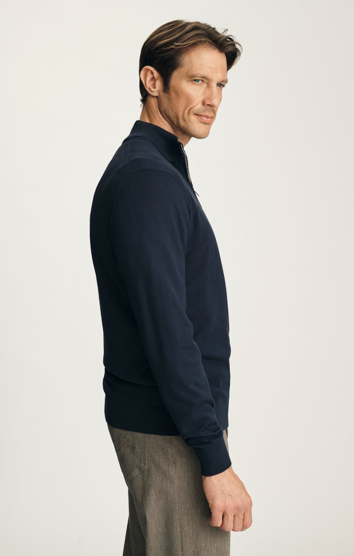 Quarter Zip Sweater in Total Eclipse