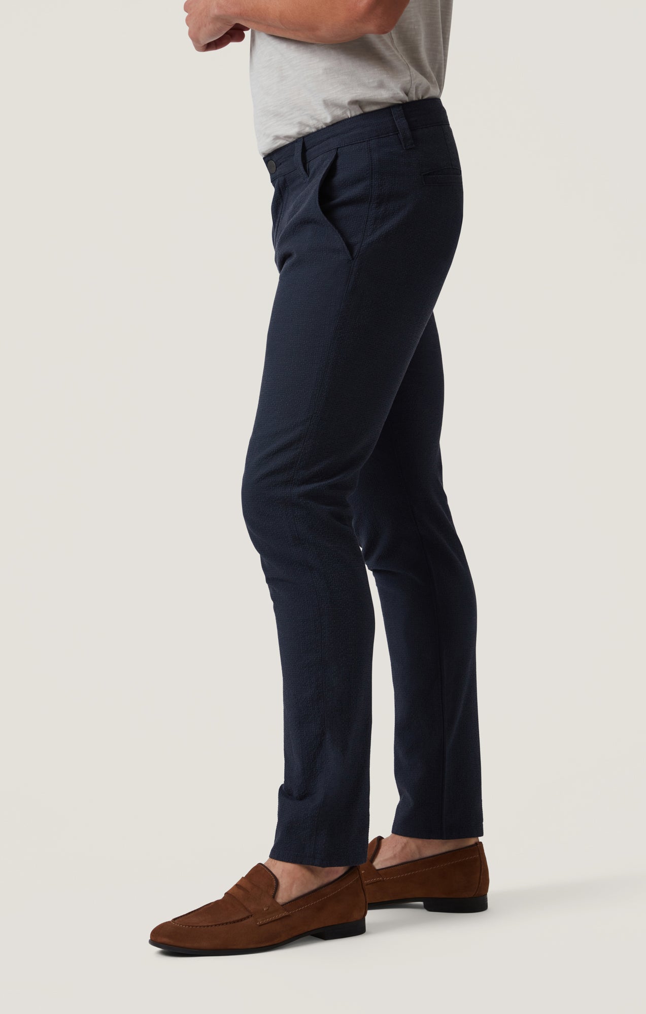 Verona Slim Leg Chino Pants in Night Seersucker Kona