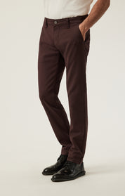 Verona Slim Leg Chino Pants in Burgundy High Flyer