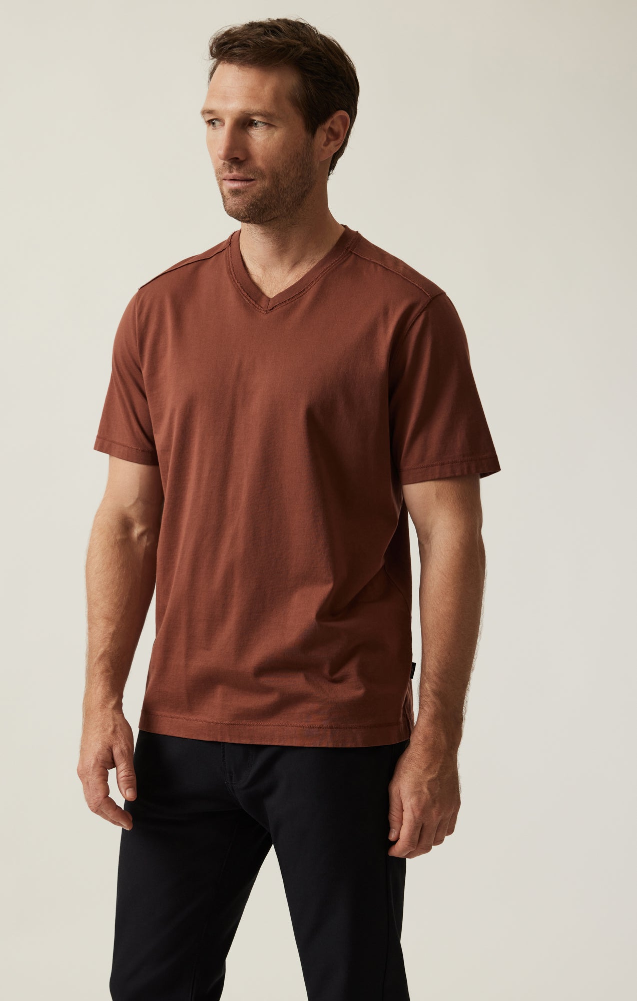 Deconstructed V-Neck T-Shirt In Cinnamon