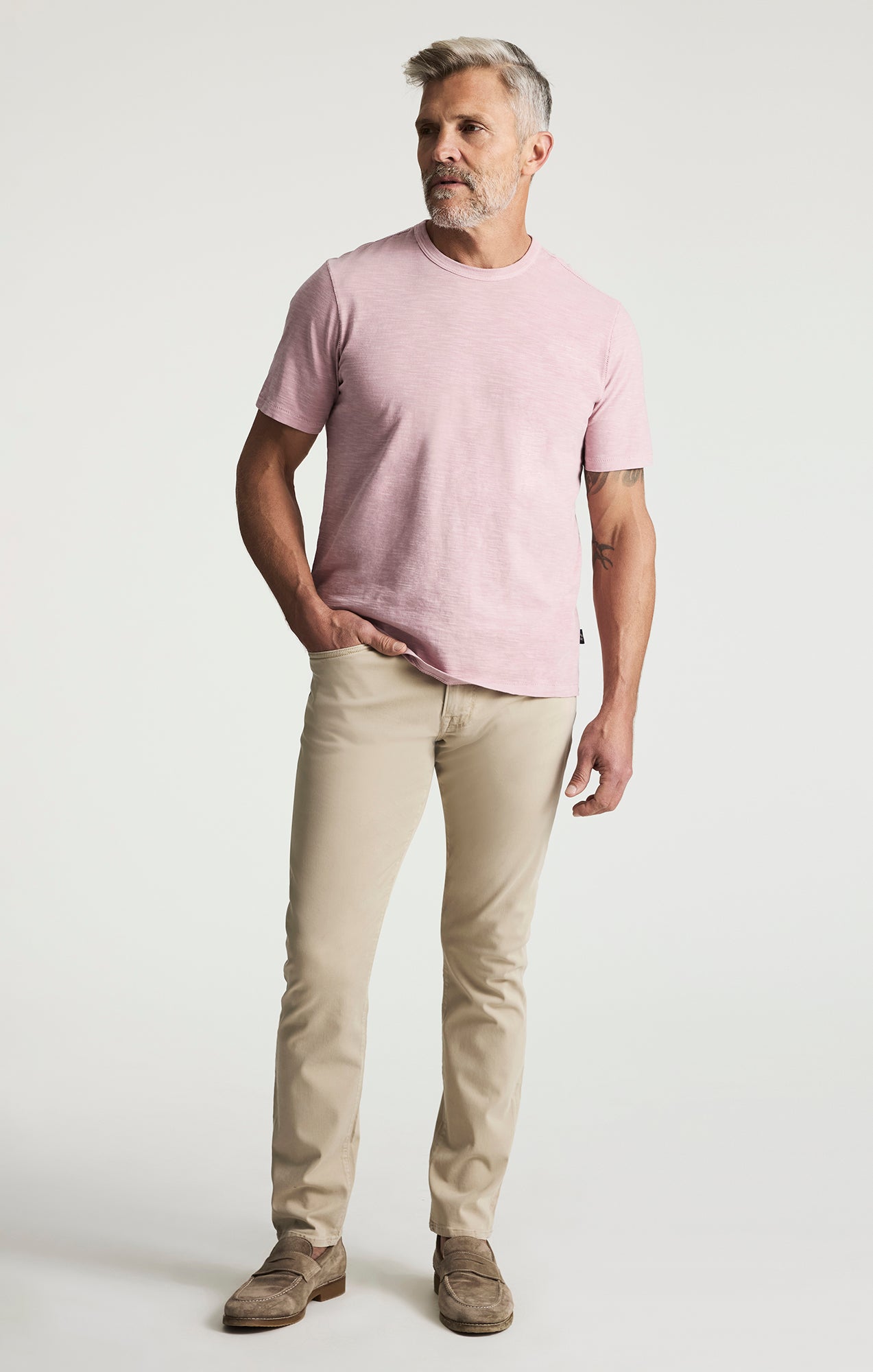 Cool Tapered Leg Pants in Sand Twill