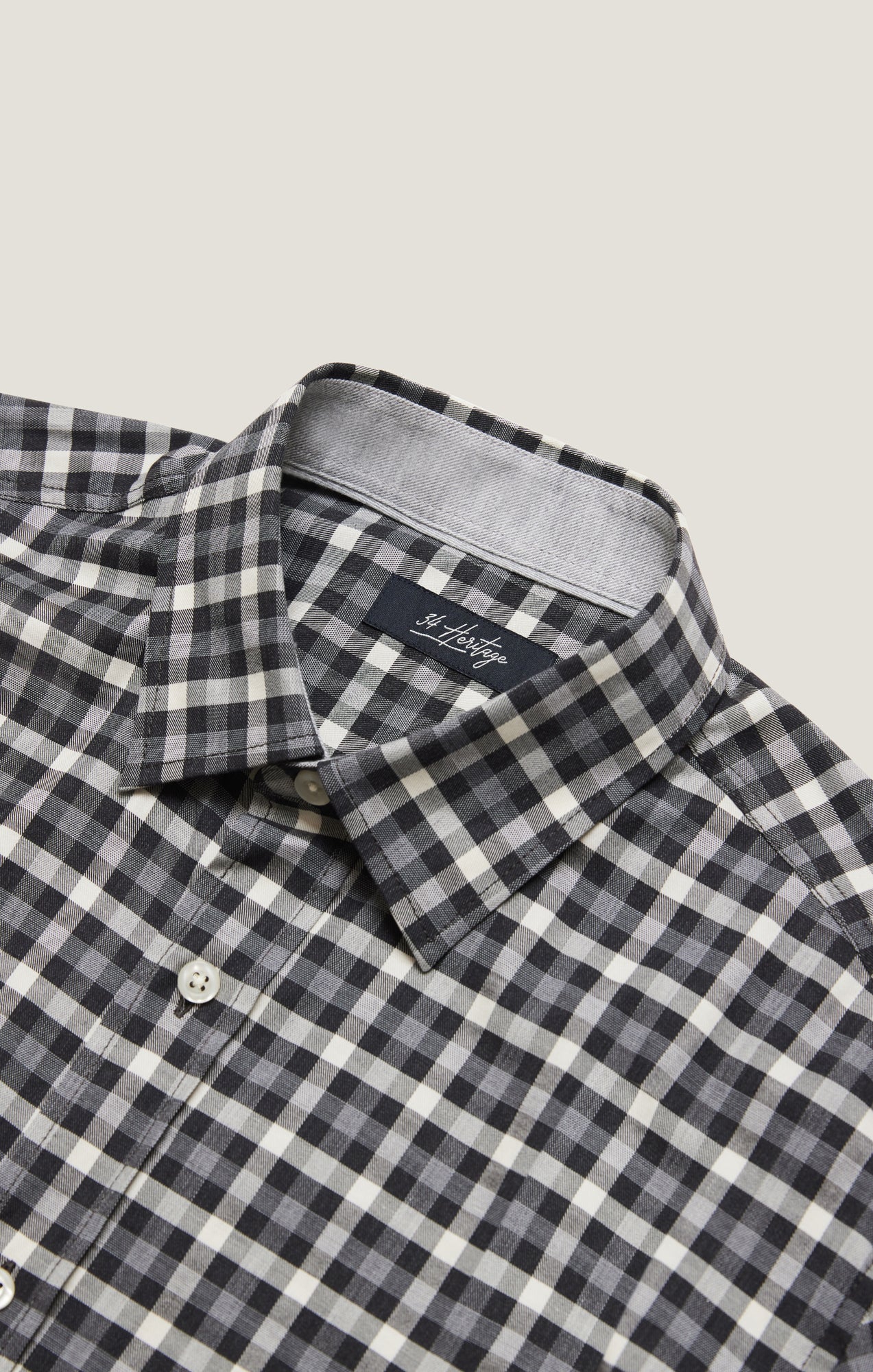 Gingham Shirt In Grey Melange