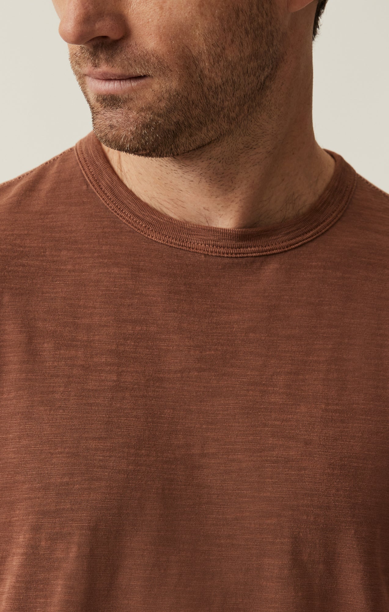 Slub Crew Neck T-Shirt in Cinnamon