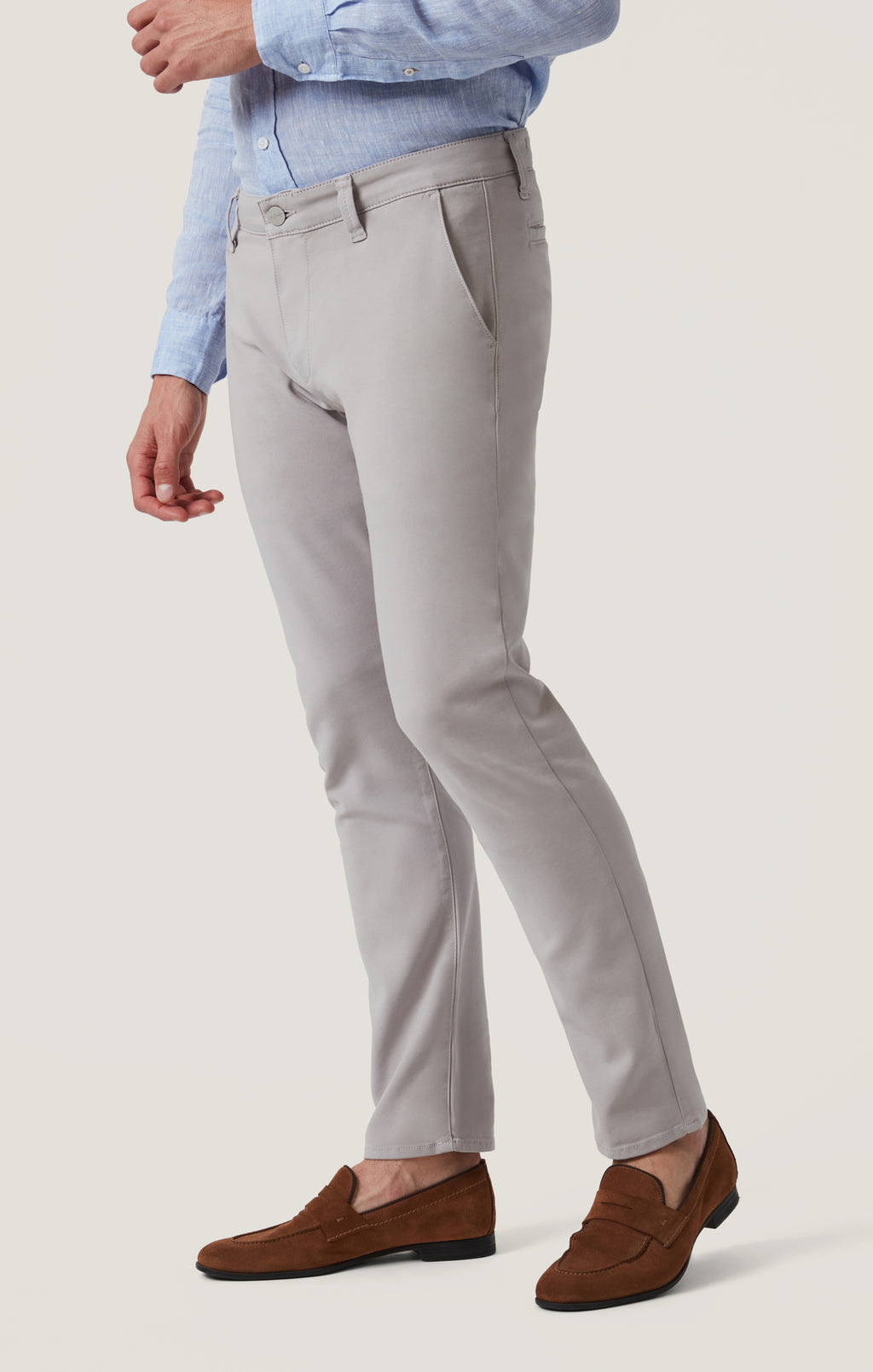 Verona Straight Leg Chino Pants In Grey High Flyer