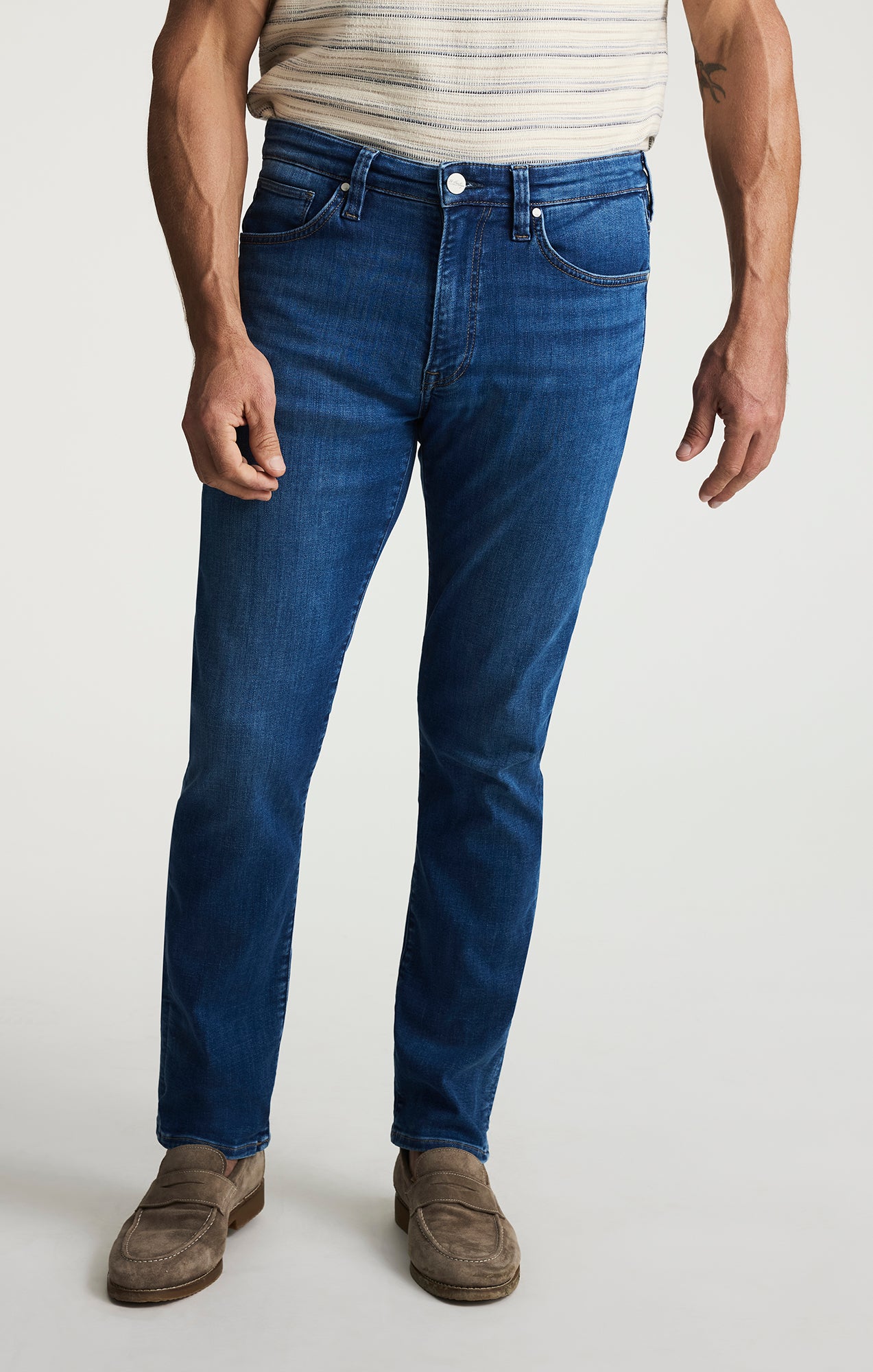 Courage Tapered Leg Jeans In Dark Brushed Organic Ultra