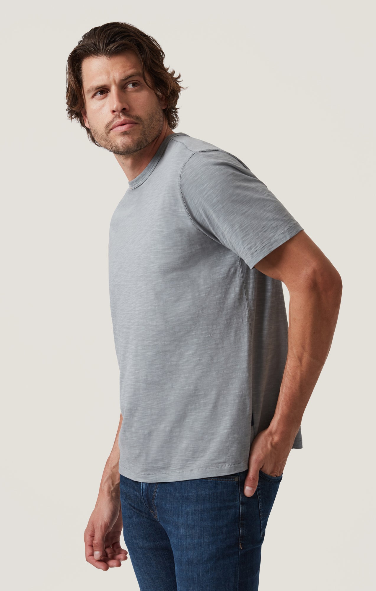 Slub Crew Neck T-Shirt in Monument Grey