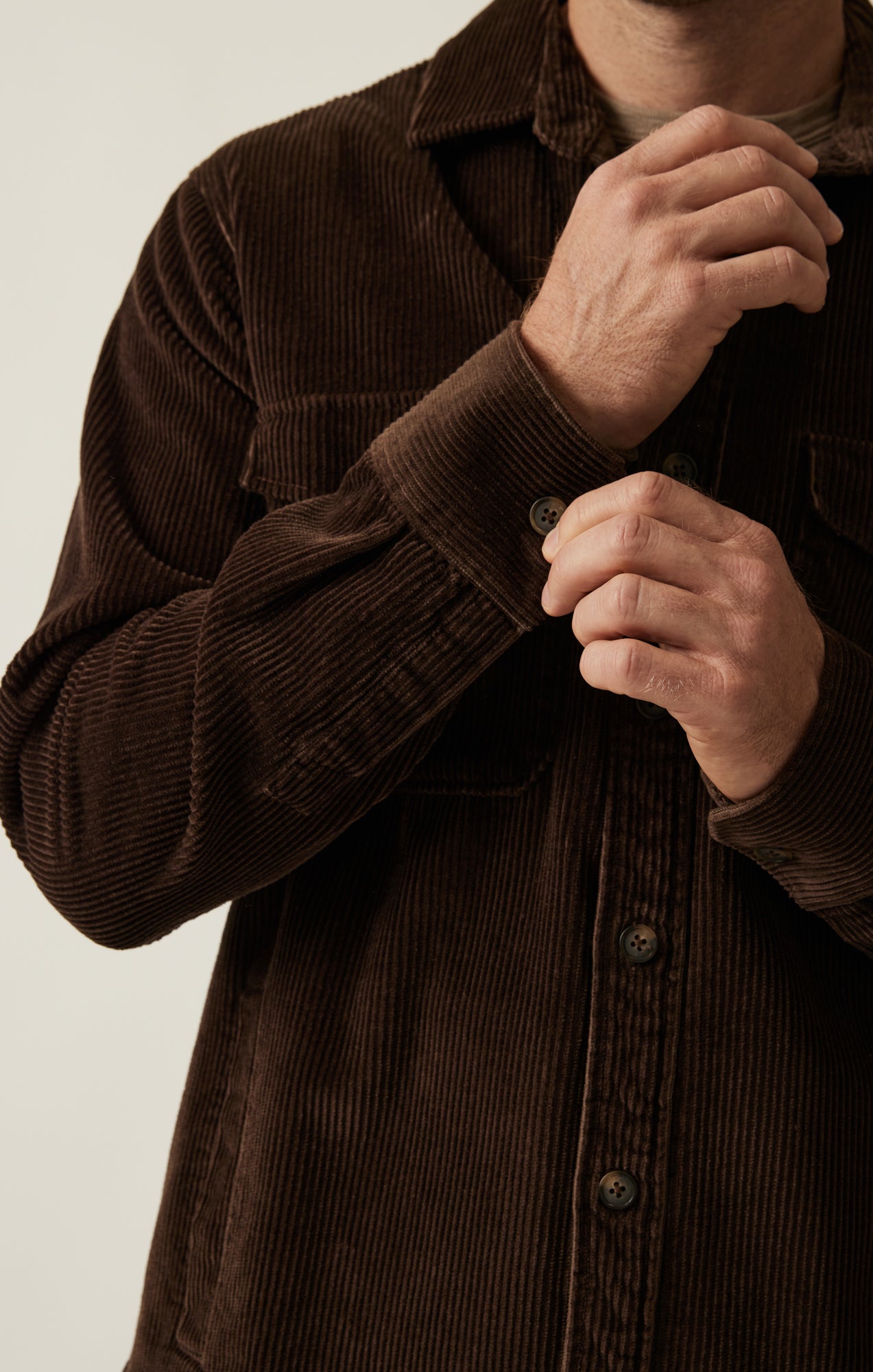 Corduroy Overshirt in Chocolate Brown