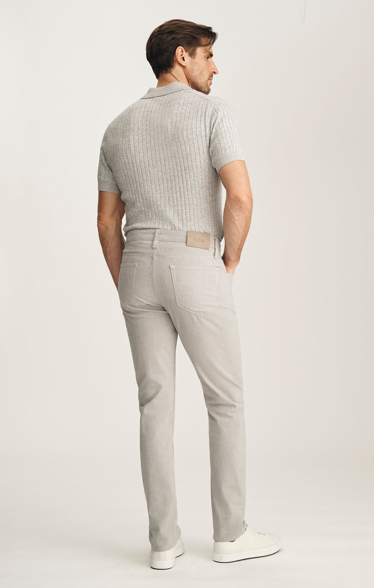 Courage Straight Leg Jeans In Light Grey Linen Luxe