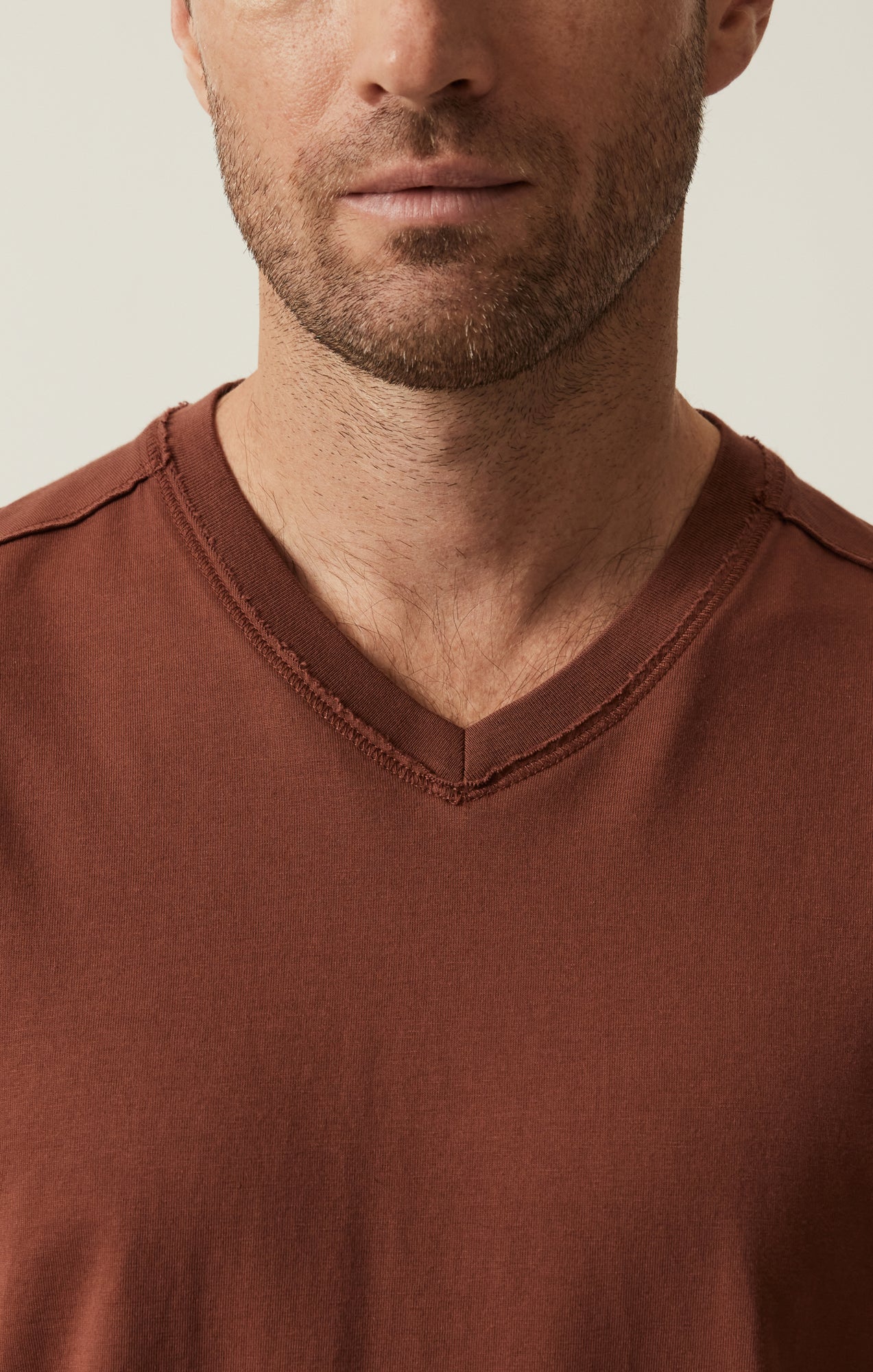 Deconstructed V-Neck T-Shirt In Cinnamon