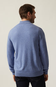 Cashmere Quarter Zip Sweater In Skipper Blue