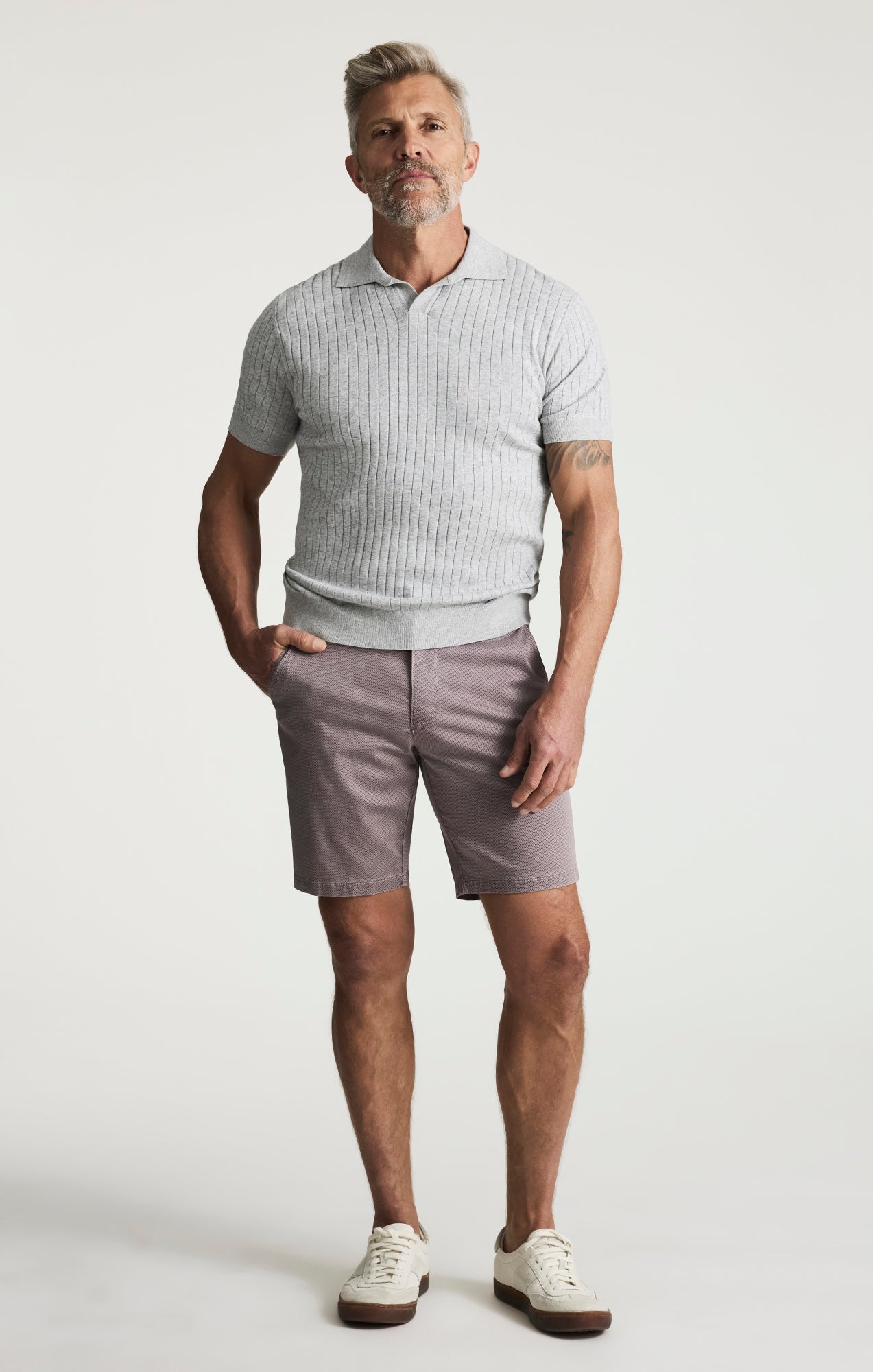 Arizona Slim Shorts In Lavender Tie Print