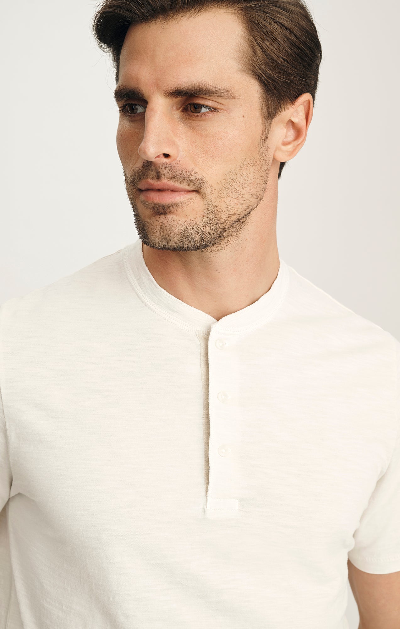 Slub Henley T-Shirt In Antique White