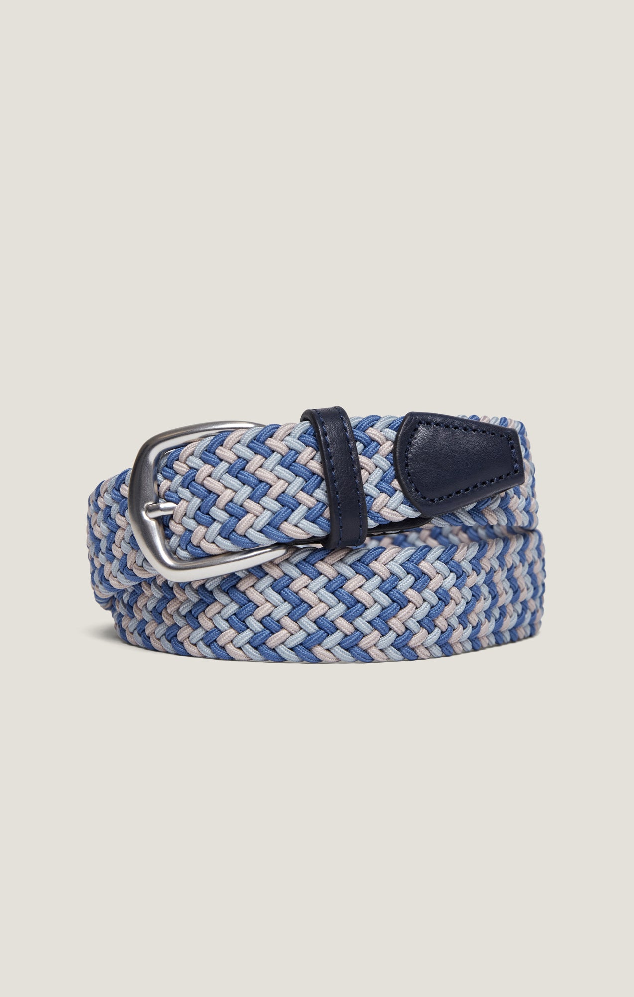 Woven Elastic Belt In Multi Blue