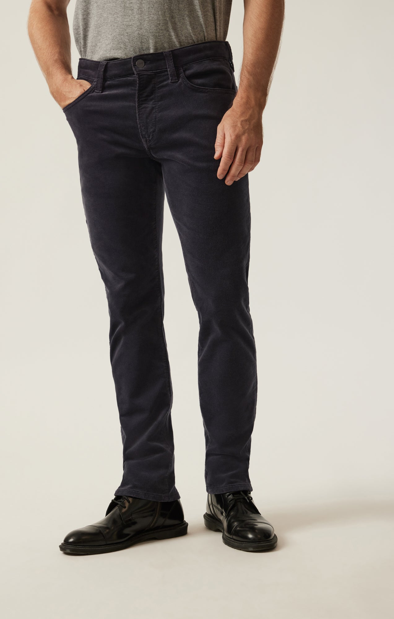 Cool Tapered Leg Pants in Charcoal Cord