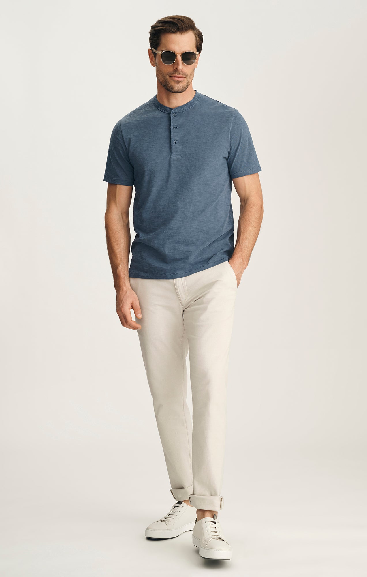 Verona Straight Leg Chino Pants In Oat Honeycomb