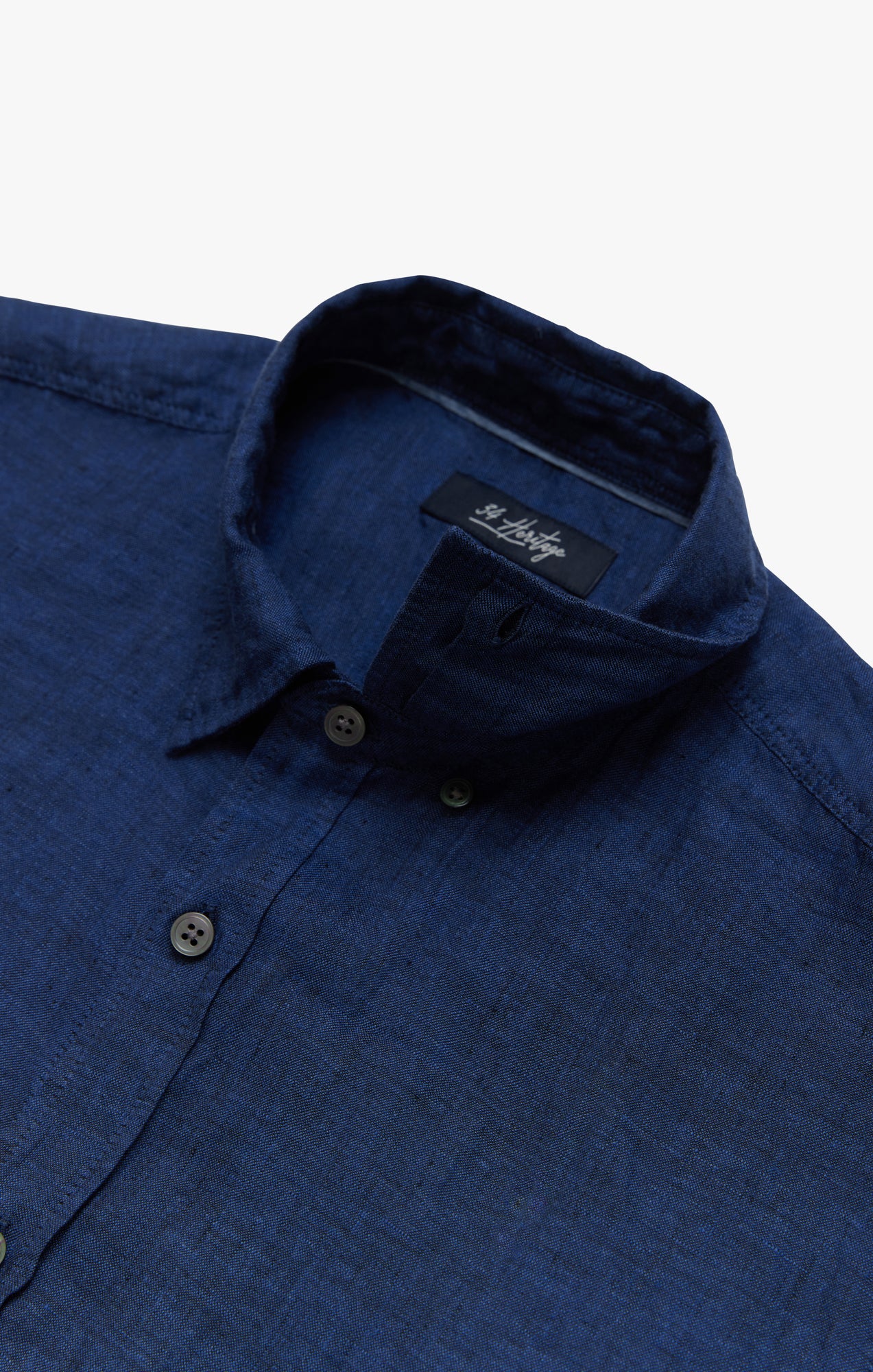 Linen Short Sleeve Shirt In Indigo