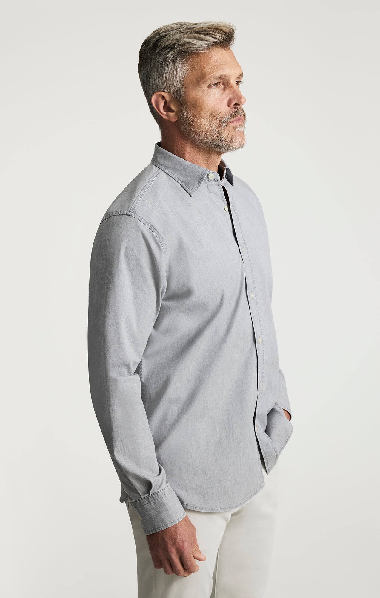 Denim Shirt In Grey Indigo