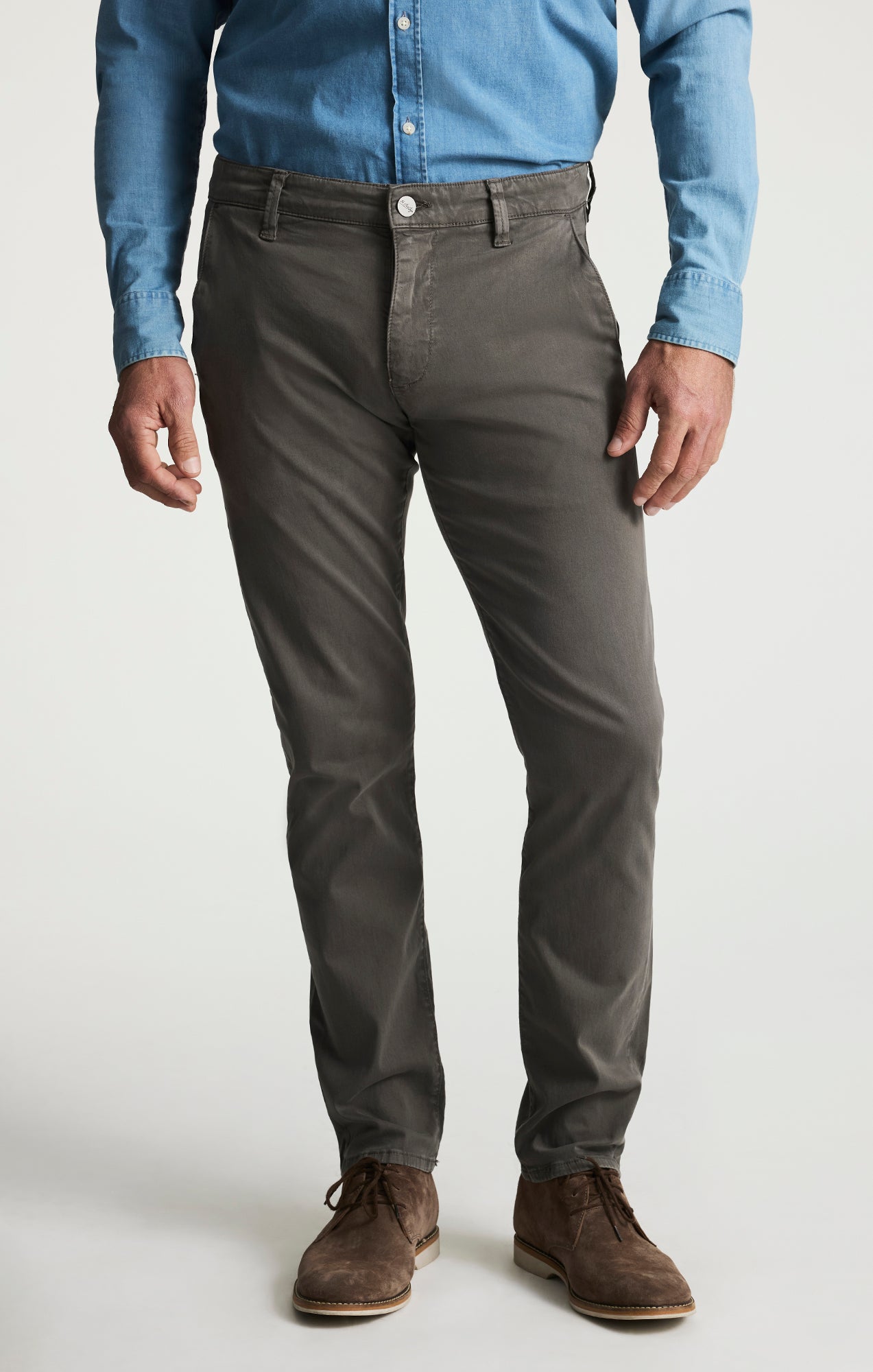 Verona Slim Leg Chino Pants in Sardine Grey Twill