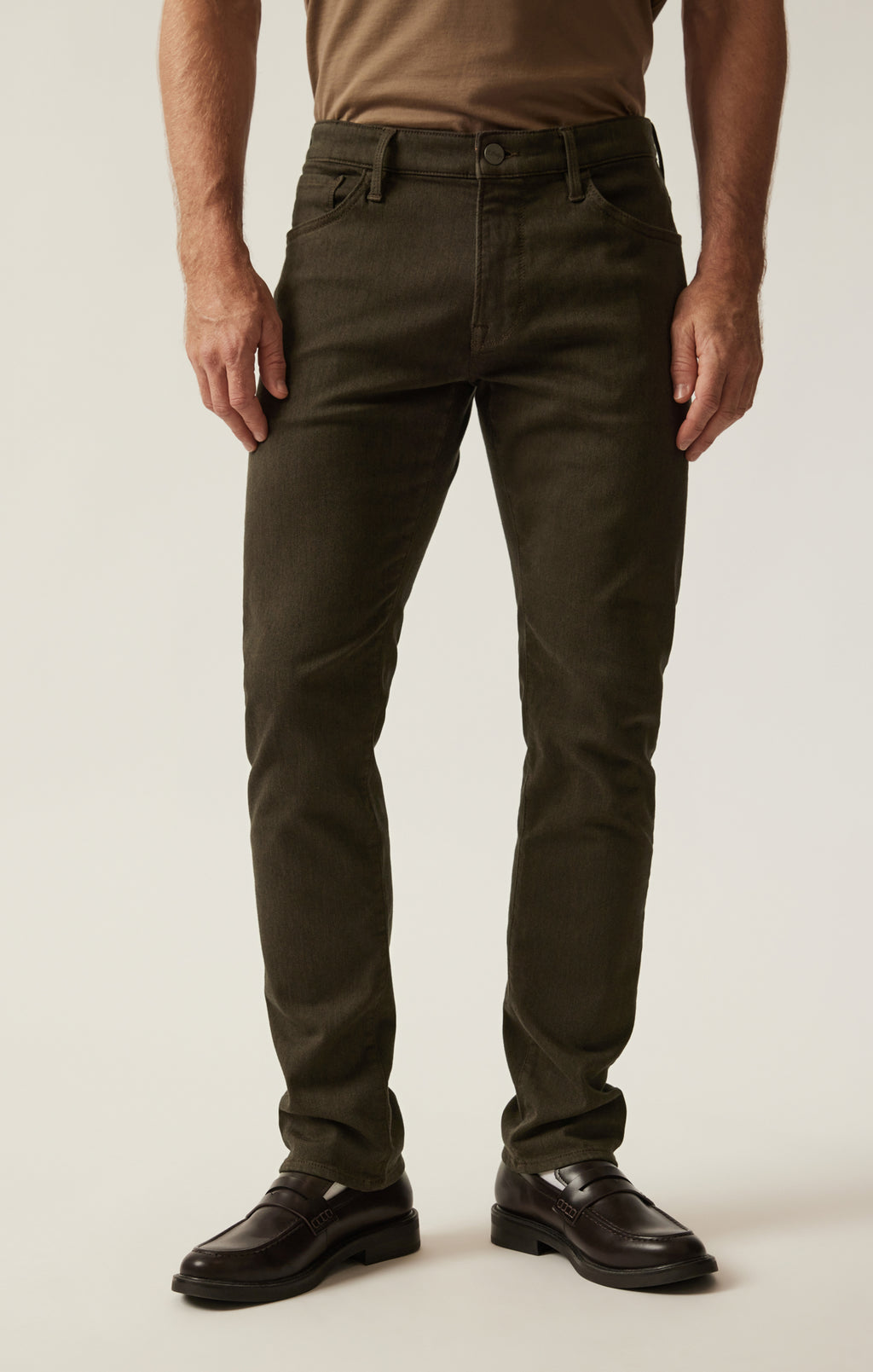 Cool Tapered Leg Pants in Green Diagonal