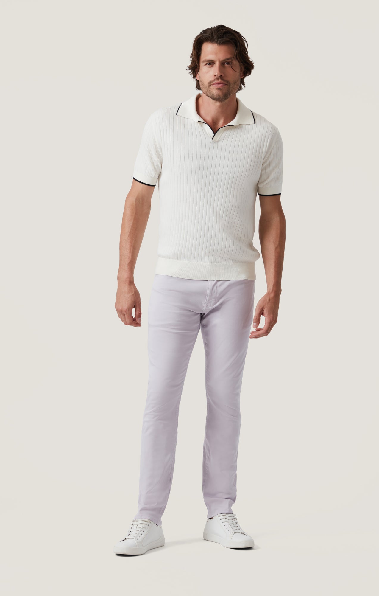 Cool Tapered Pants in Lilac Twill