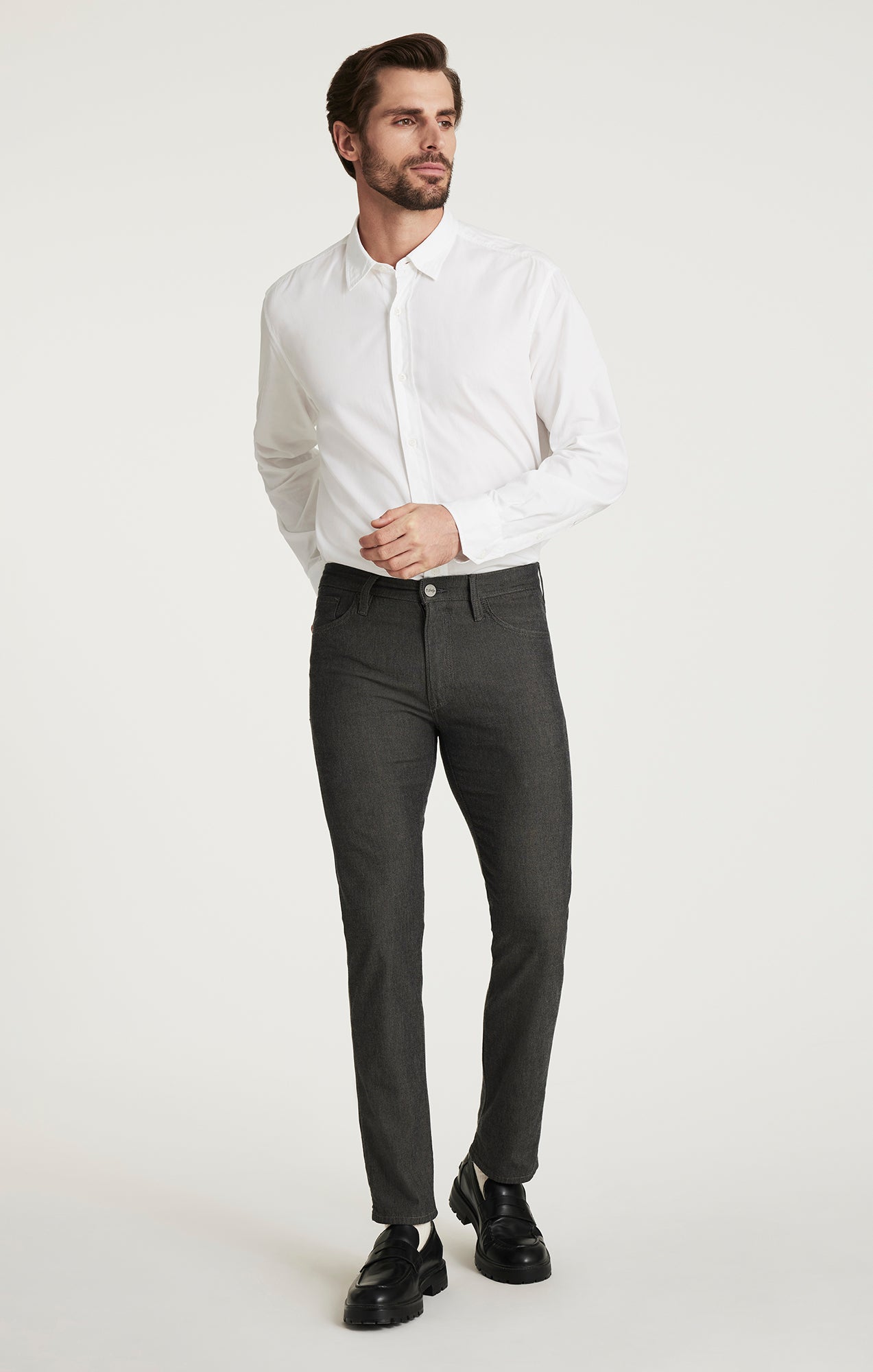 Courage Straight Leg Pants in Grey Herringbone