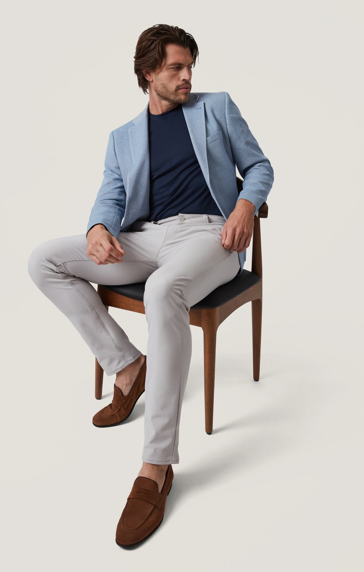 Verona Straight Leg Chino Pants In Grey Commuter Luxe