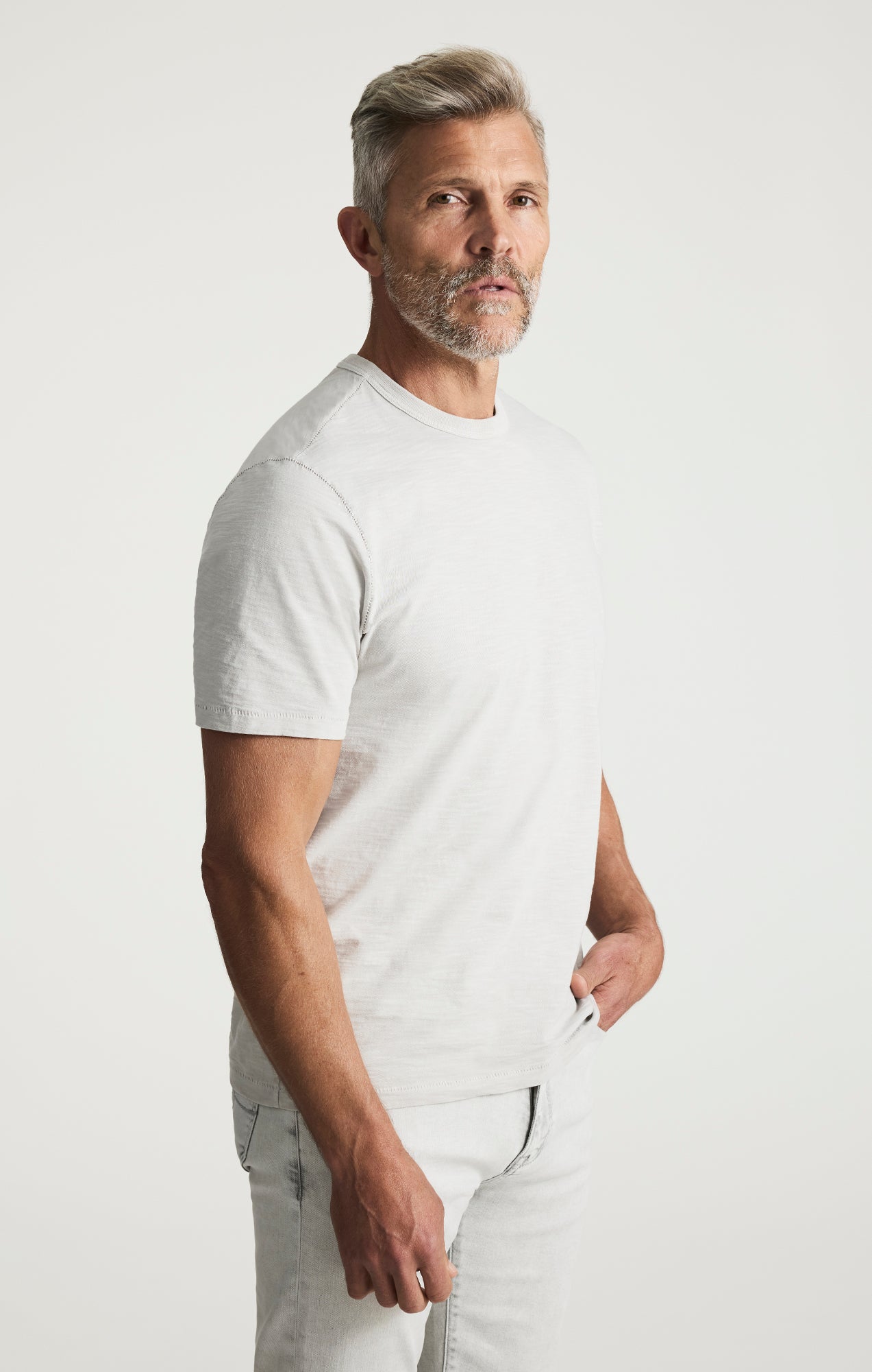 Slub Crew Neck T-shirt In Glacier Gray