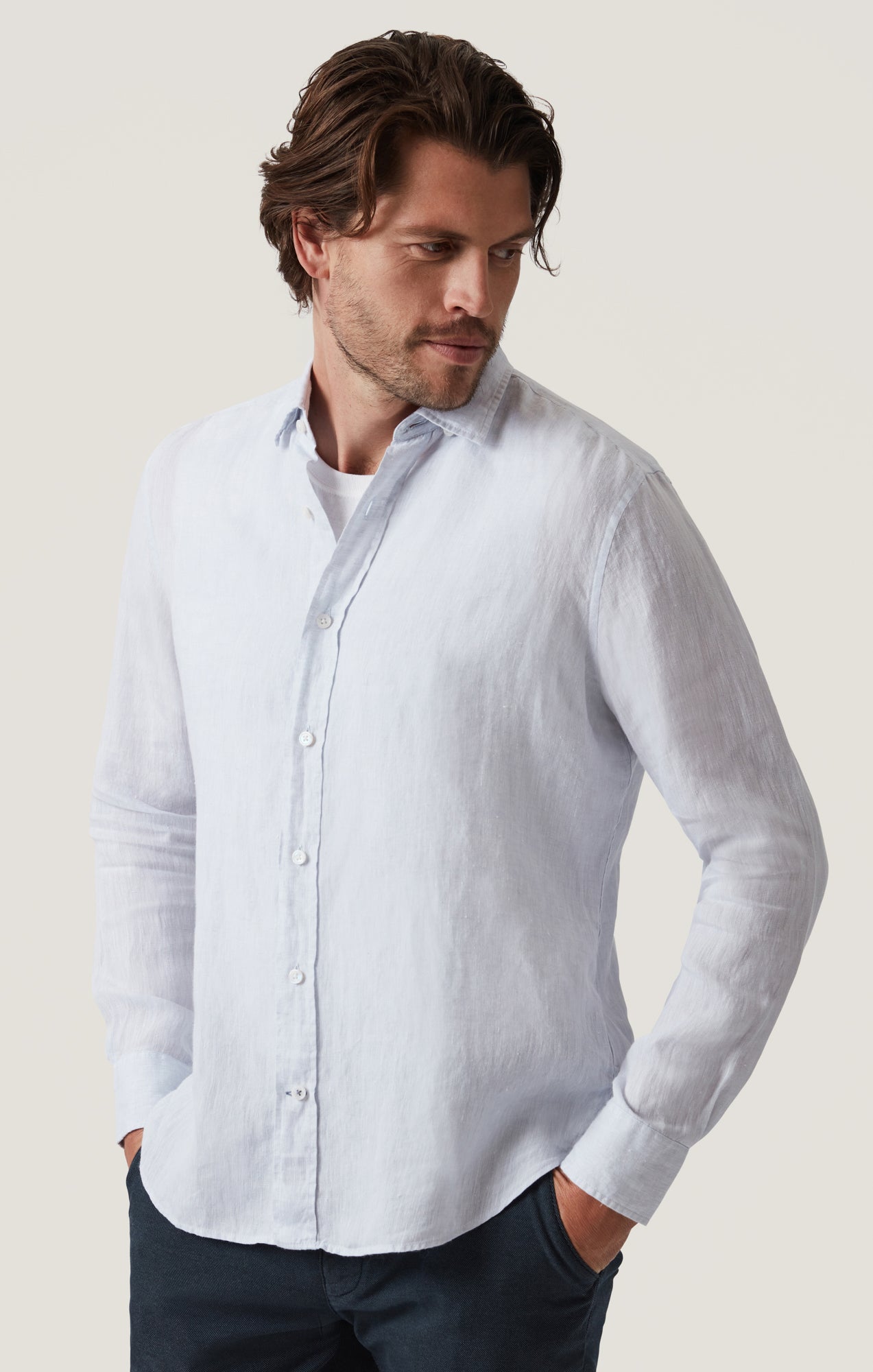 Linen Chambray Shirt in Chalk