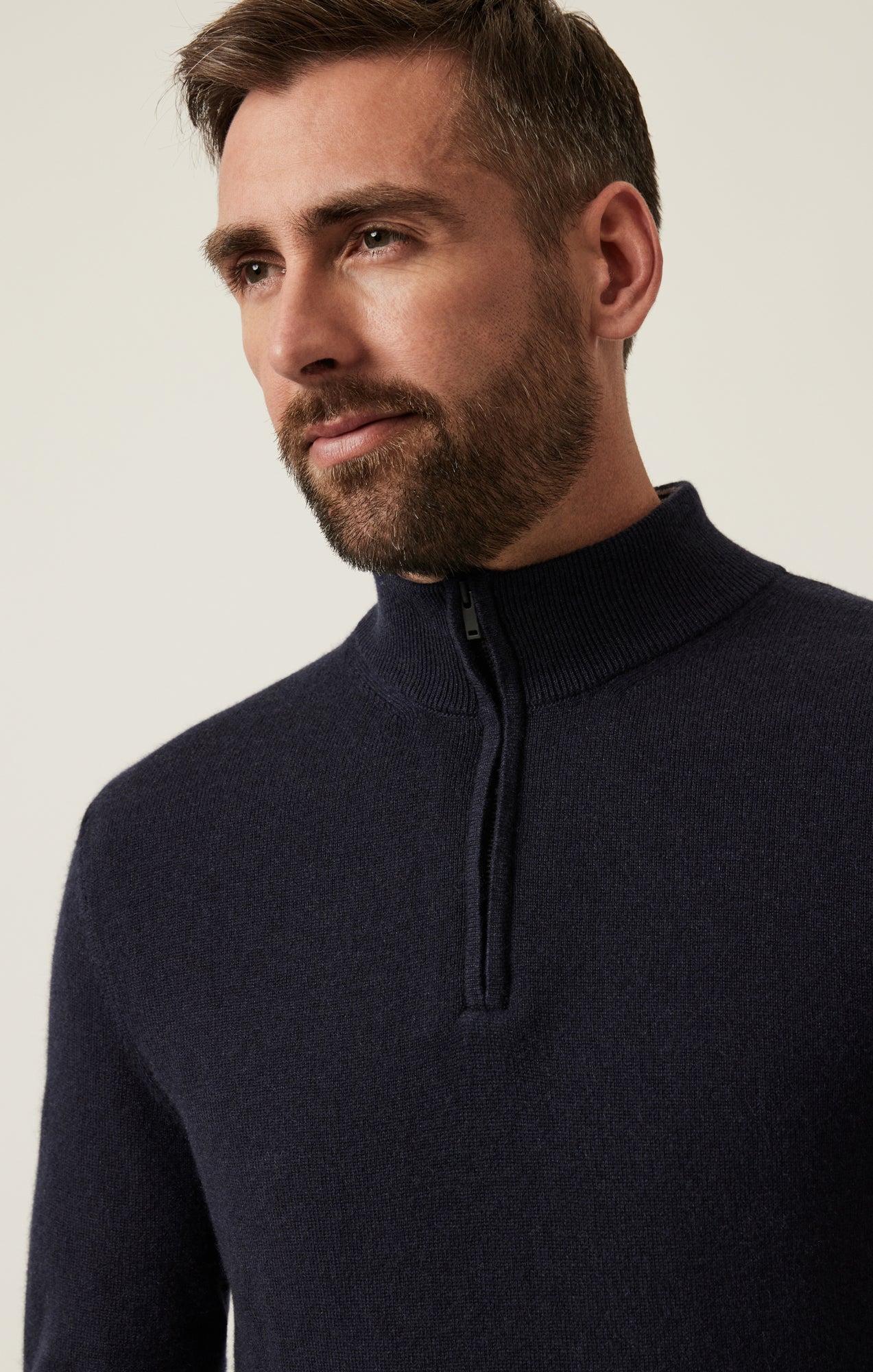 Cashmere Quarter Zip Sweater In Dark Navy